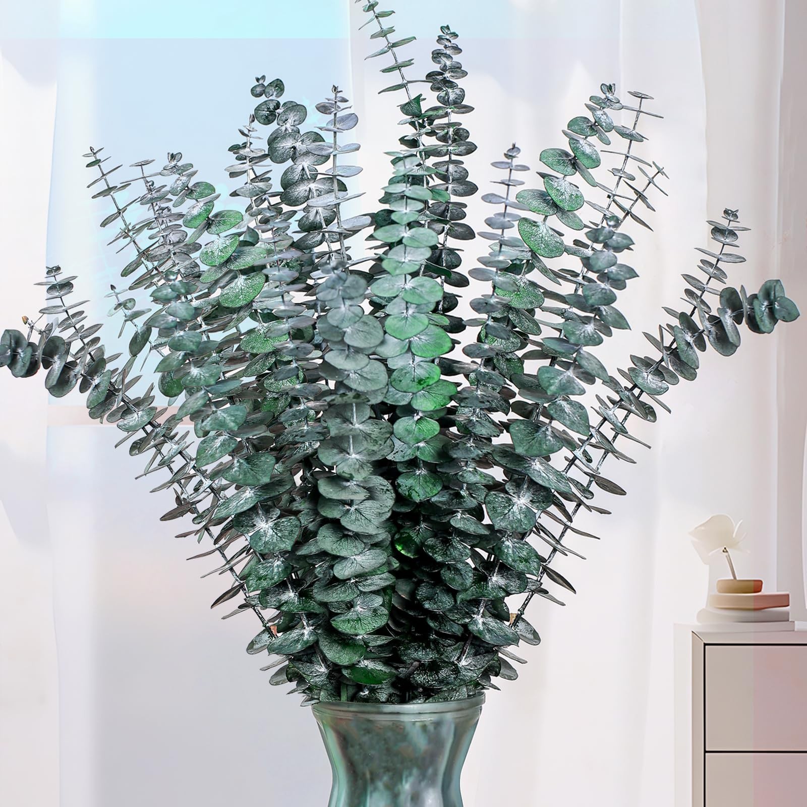 21 Pcs Real Dried Eucalyptus Stems, 17″ Natural Fresh Eucalyptus Branches | Show