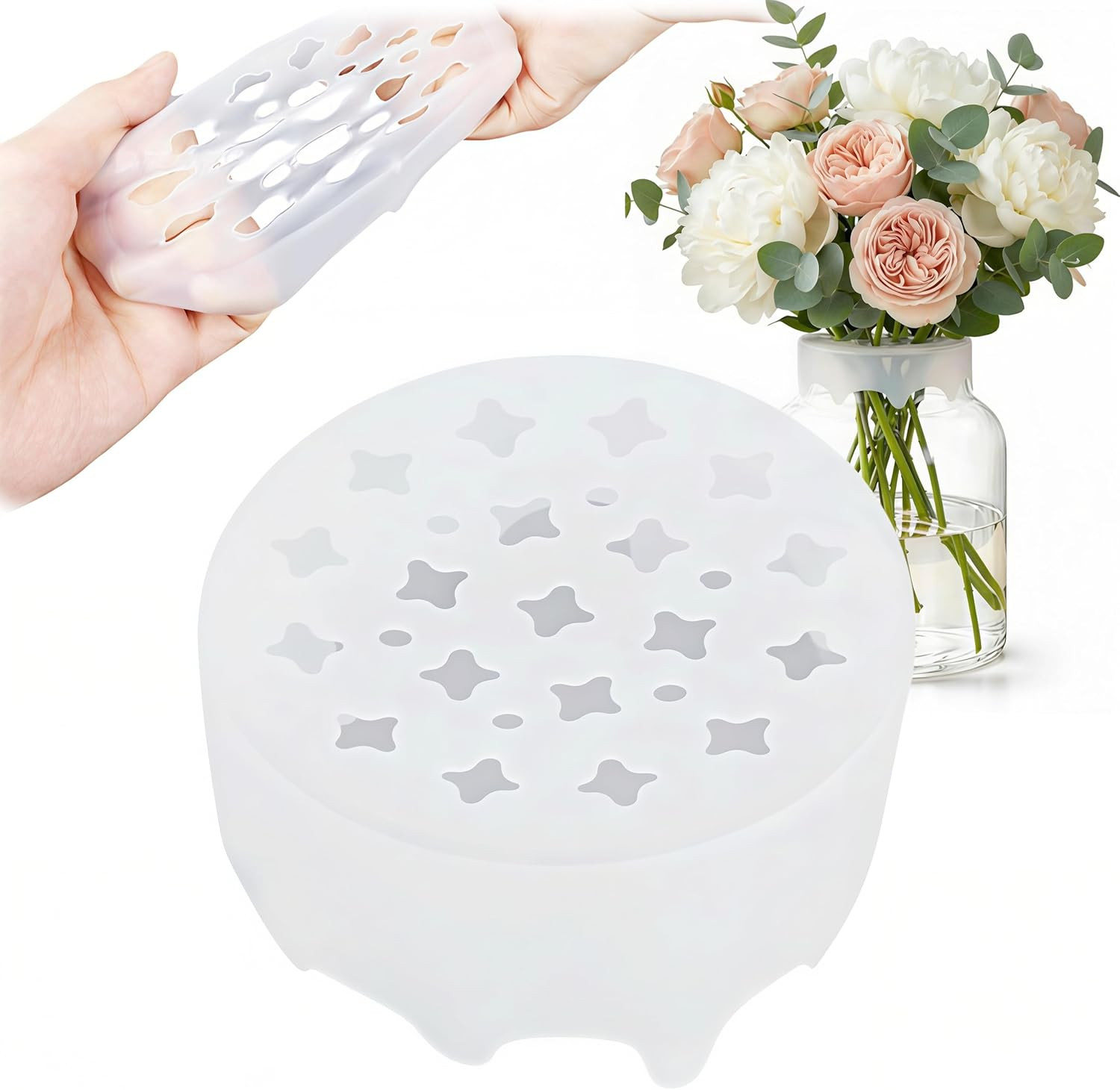 Silicone Blossom Grid Flower Arranger, Flexible Blossom Grid Floral Stem Holder