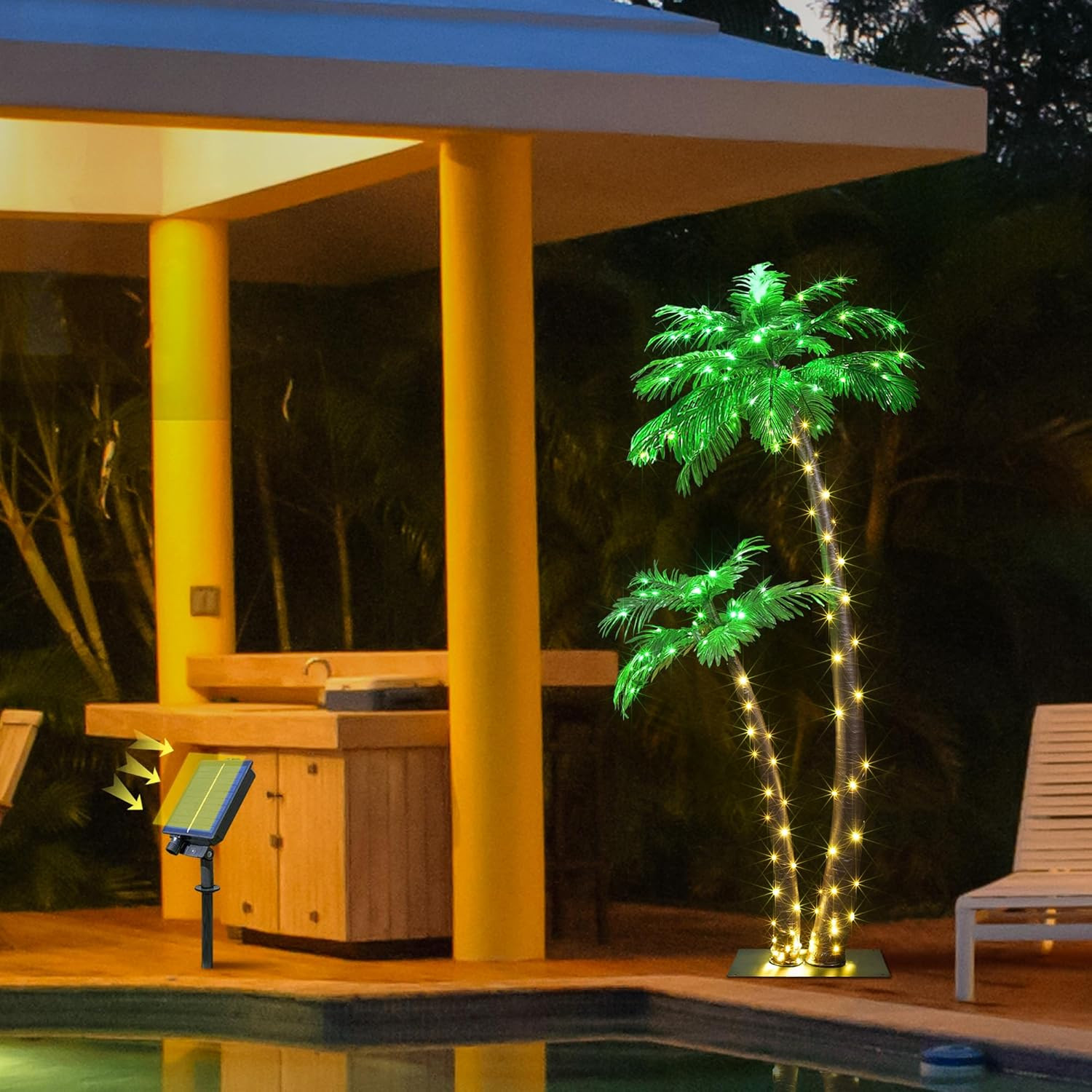 Gorgeous Artificial Lighted Solar Palm Tree 4FT&6FT Office Decor, 184LED for out