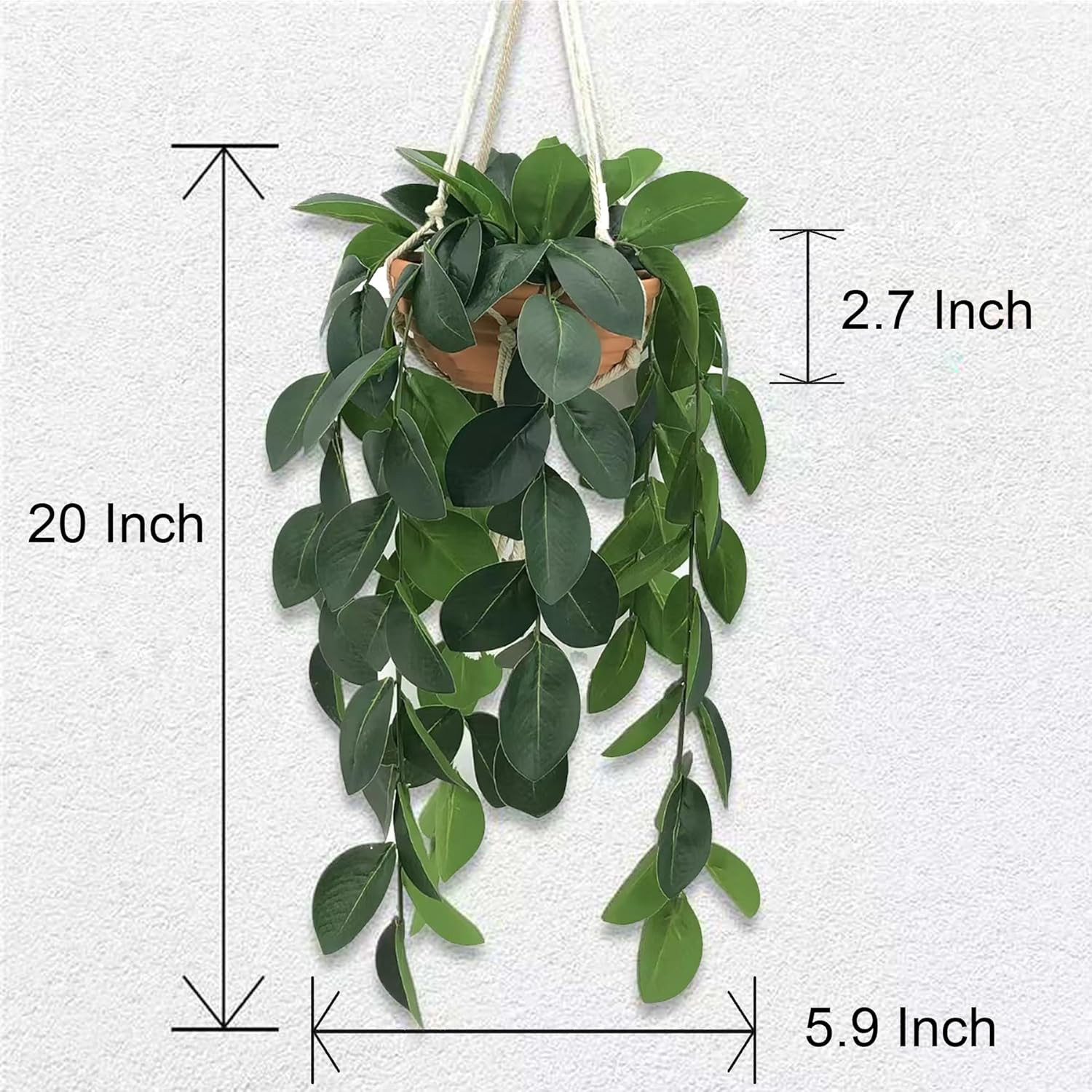 Artificial Hanging Plant in Clay Pot – Dark Green Wall Decor for Home