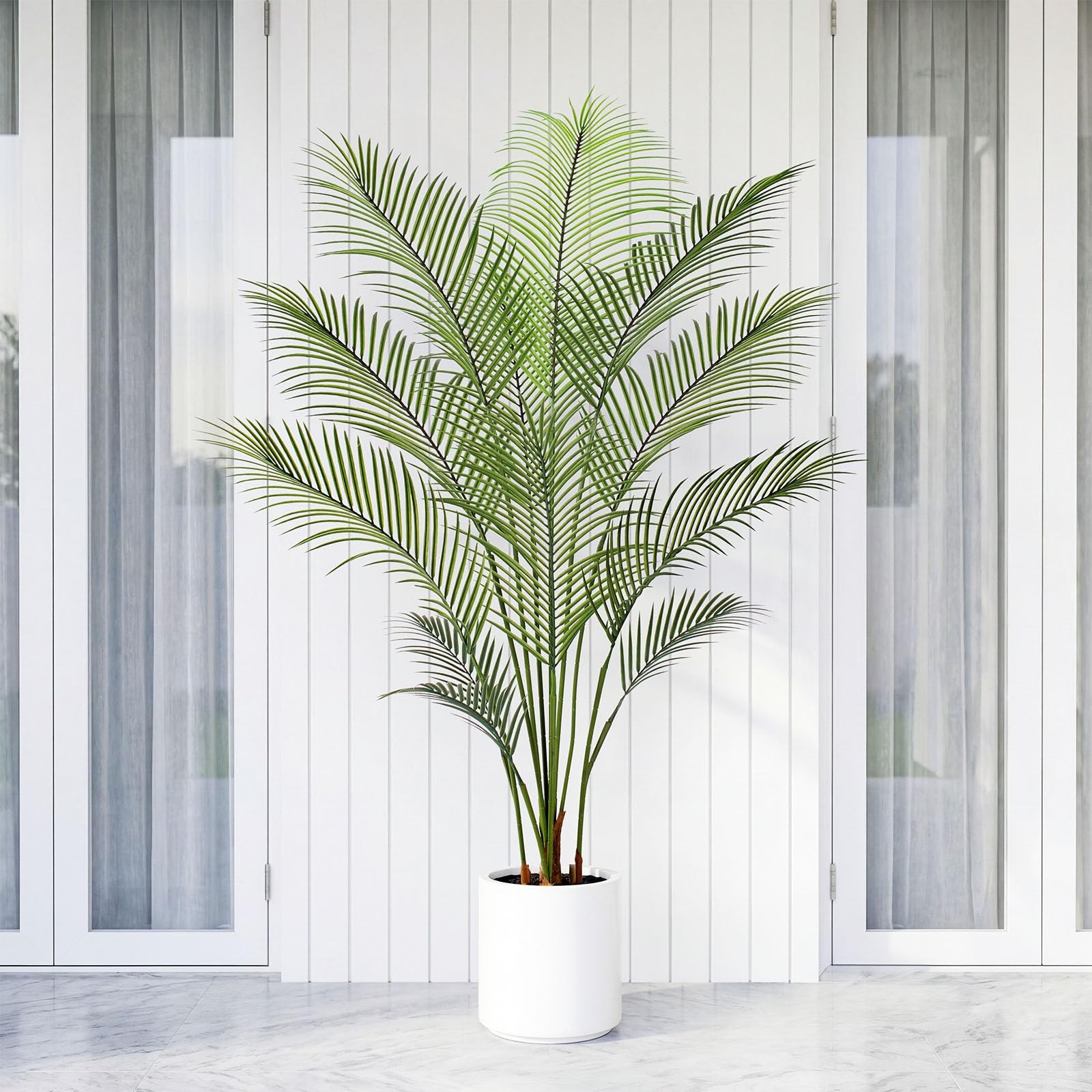 Artificial Golden Cane Palm Tree 5FT Tall Faux Palm Tree Fake Plants Faux Tro…