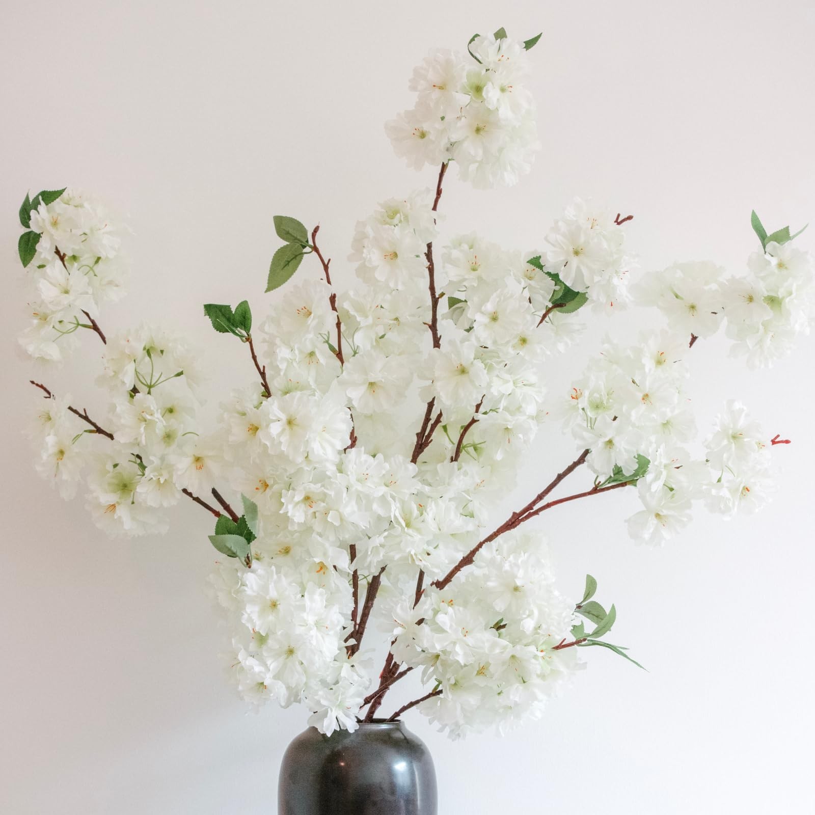 47.2 Inches Cherry Blossom Branches, 3 Pieces Artificial White Flower Branche…