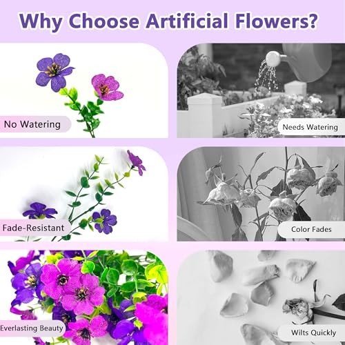 Look Real Artificial Flowers for Outdoors Spring Summer Decor, 2 Pcs UV 2 pack
