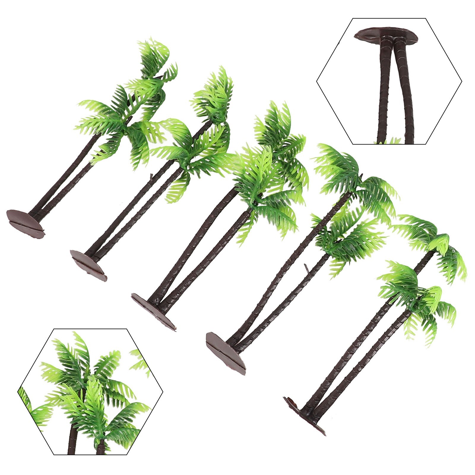 5Pcs Mini Plastic Coconut Palm Tree Plant Craft Landscape Aquarium Decor New