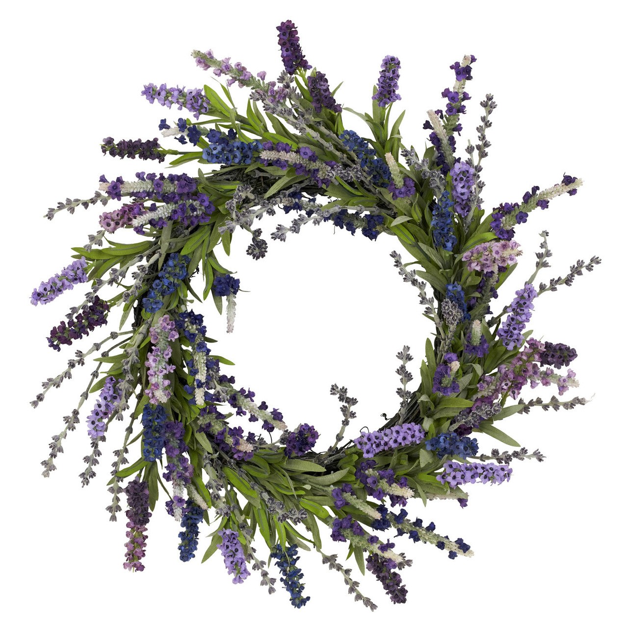 20″ ARTIFICIAL WREATH LAVENDER PURPLE BLUE FLORAL SILK FLOWER FAKE
