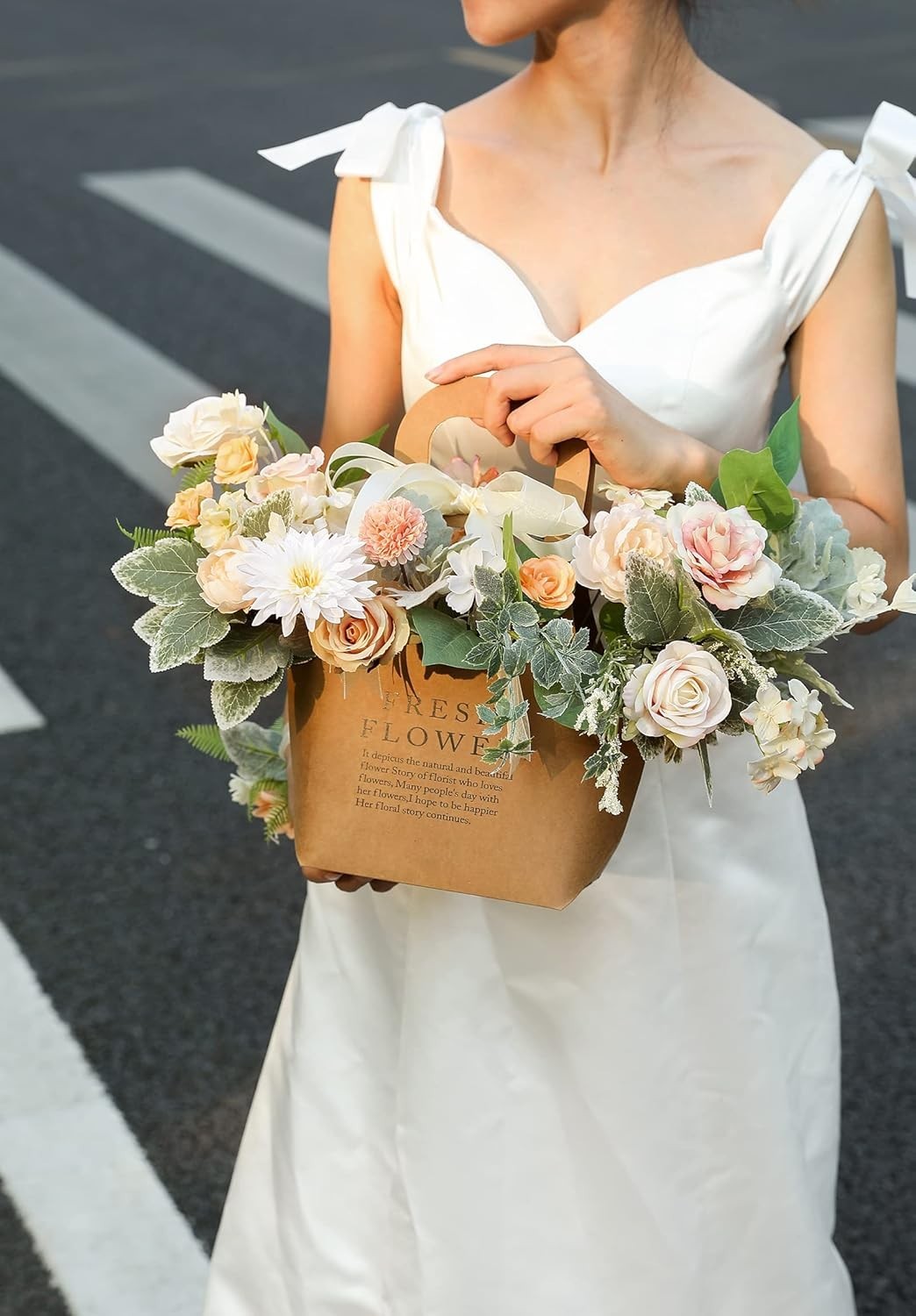Artificial Flowers Rose 32pcs Silk Mix Peony Daisy Hydrangea Fake Flowers for…