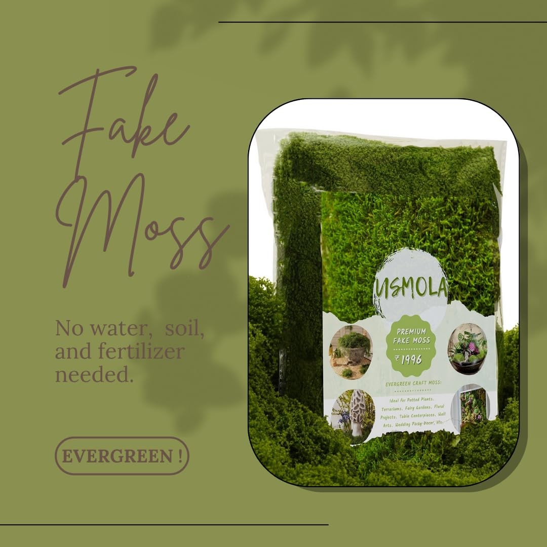 USMOLA 3.5OZ Fake Moss for Plants Indoor – Artificial Moss for Table Centerpi…