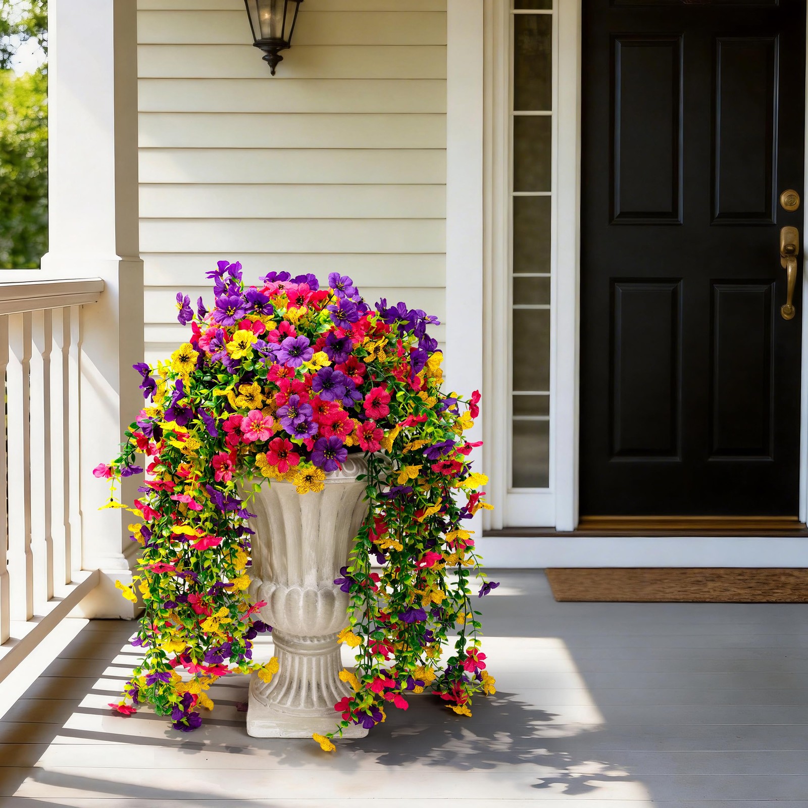 Artificial Hanging Flowers for Outdoors Faux Plants, 2PCS Artificial Outdoor …