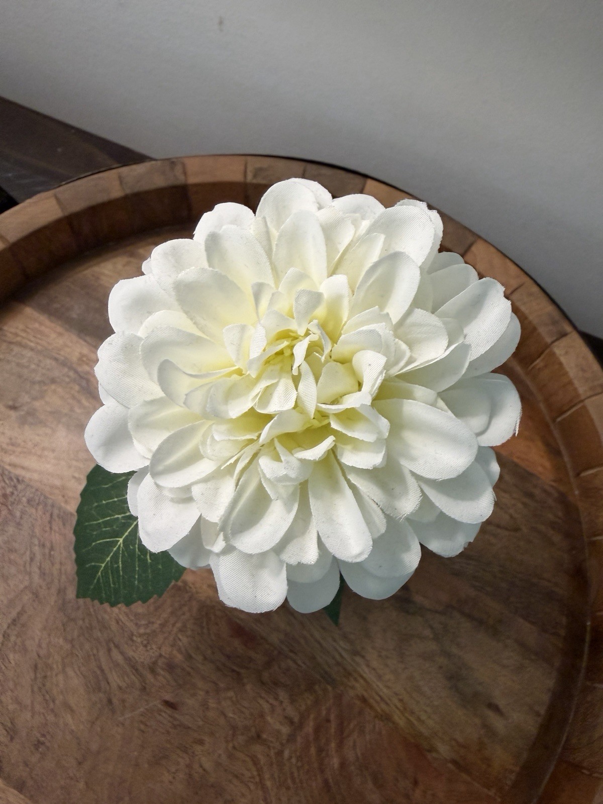Faux Flowers 8” Dahlia In Cream Vase