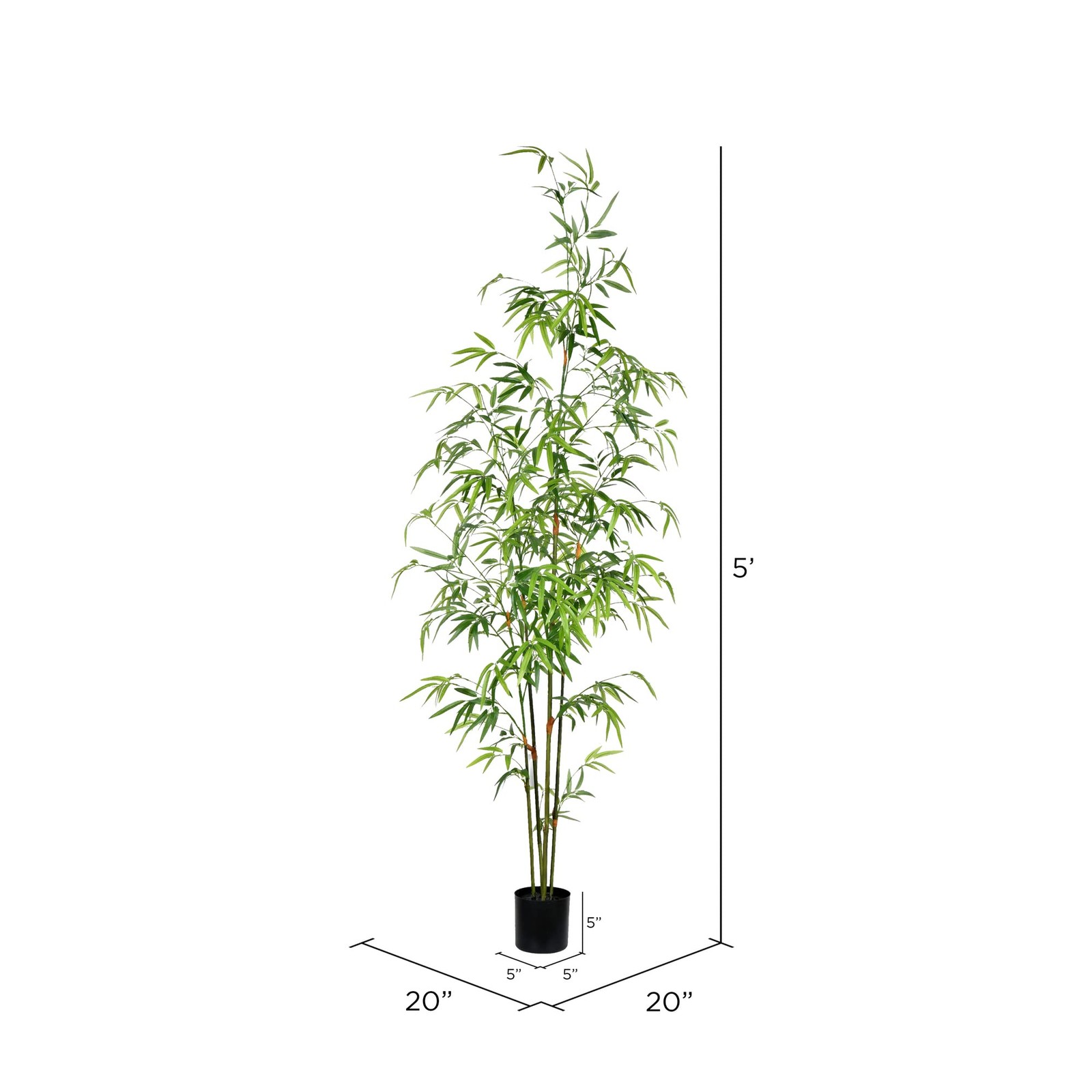 Vickerman 5′ Contemporary Fabric Artificial Potted Mini Bamboo Tree in Green