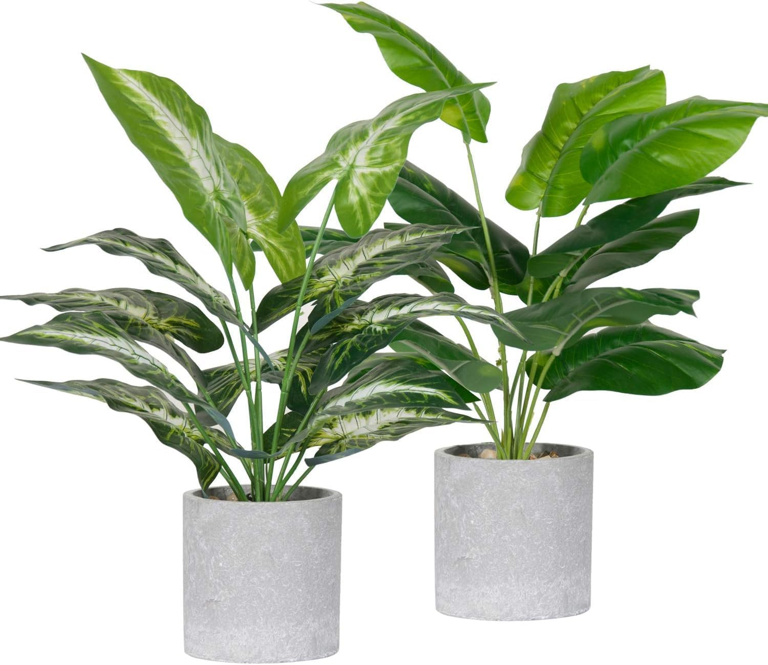 2 Pack 16″ Indoor Fake Plants Sage Green for Office Desk Decor | Tropical Artifi