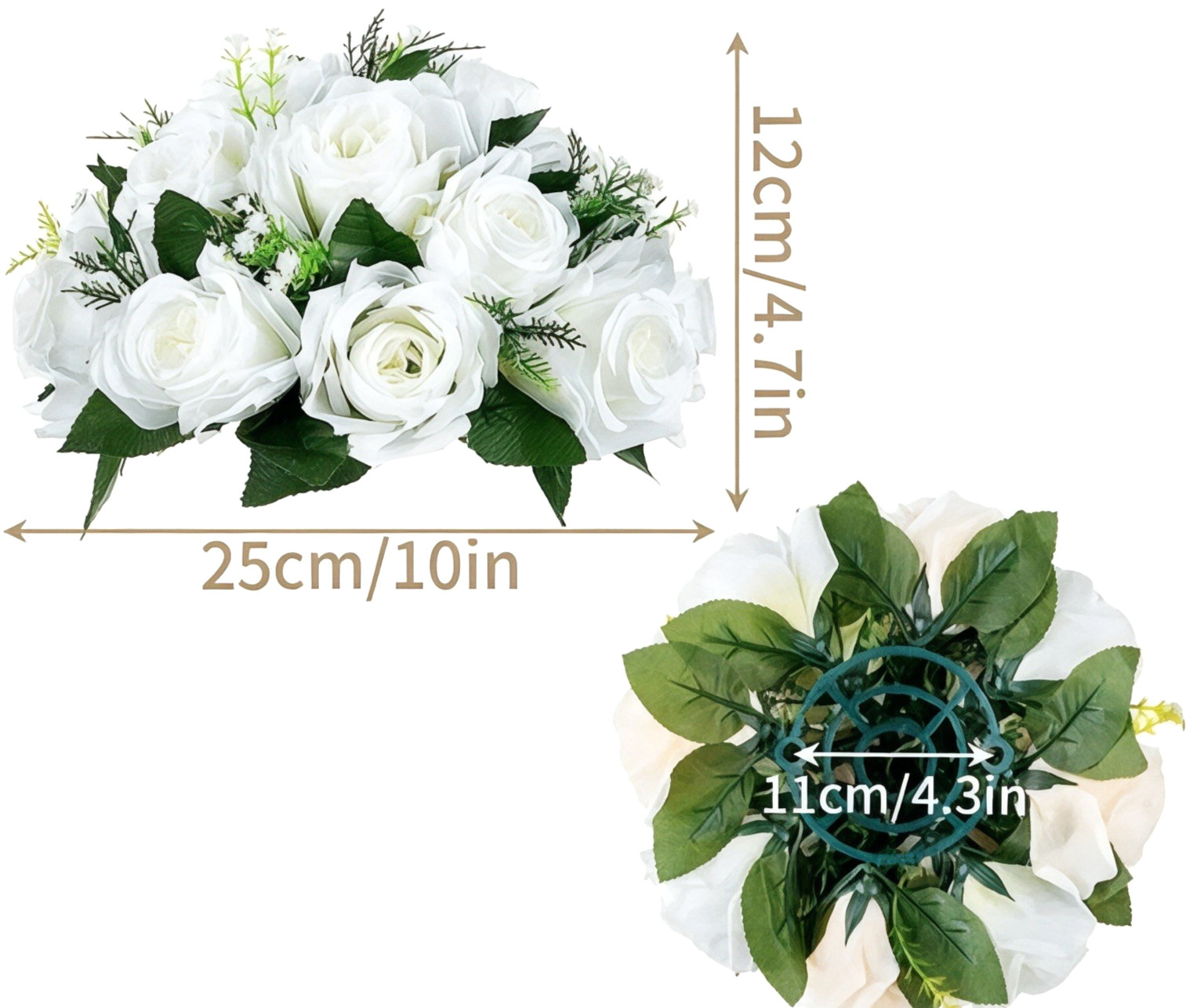 2‑Pack White Peony Silk Bouquets 10” Artificial Flowers Wedding Party Display