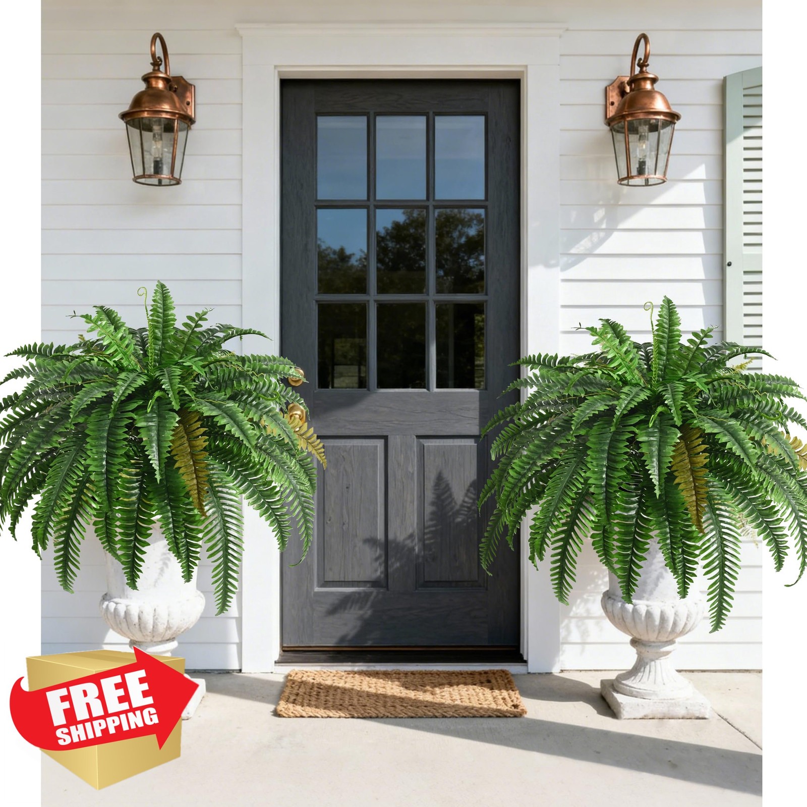2pc 45in UV Resistant Outdoor Ferns – Realistic Faux Boston Ferns
