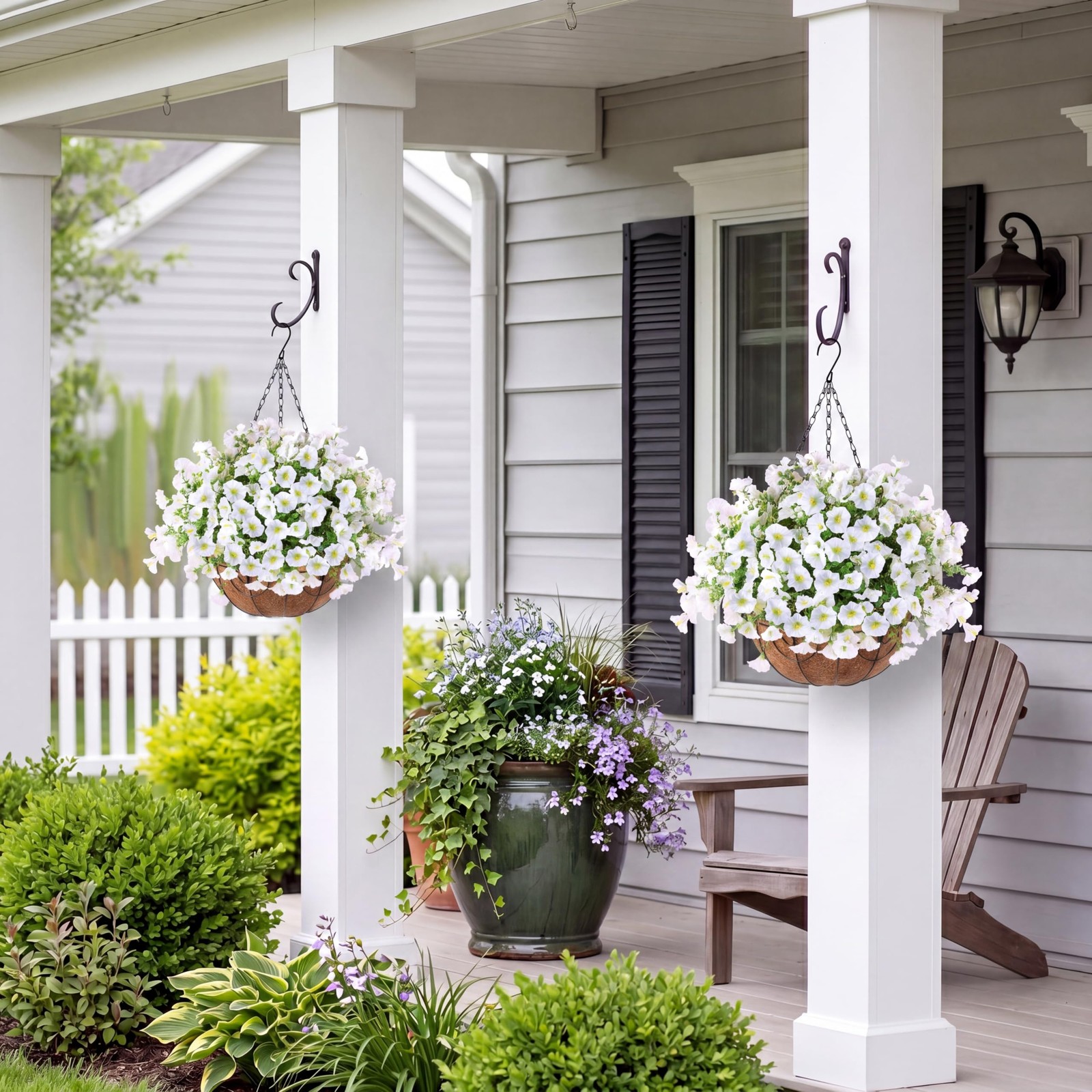 Sggvecsy Artificial Flowers for Outdoors with Baskets Hanging Plant Faux Flow…
