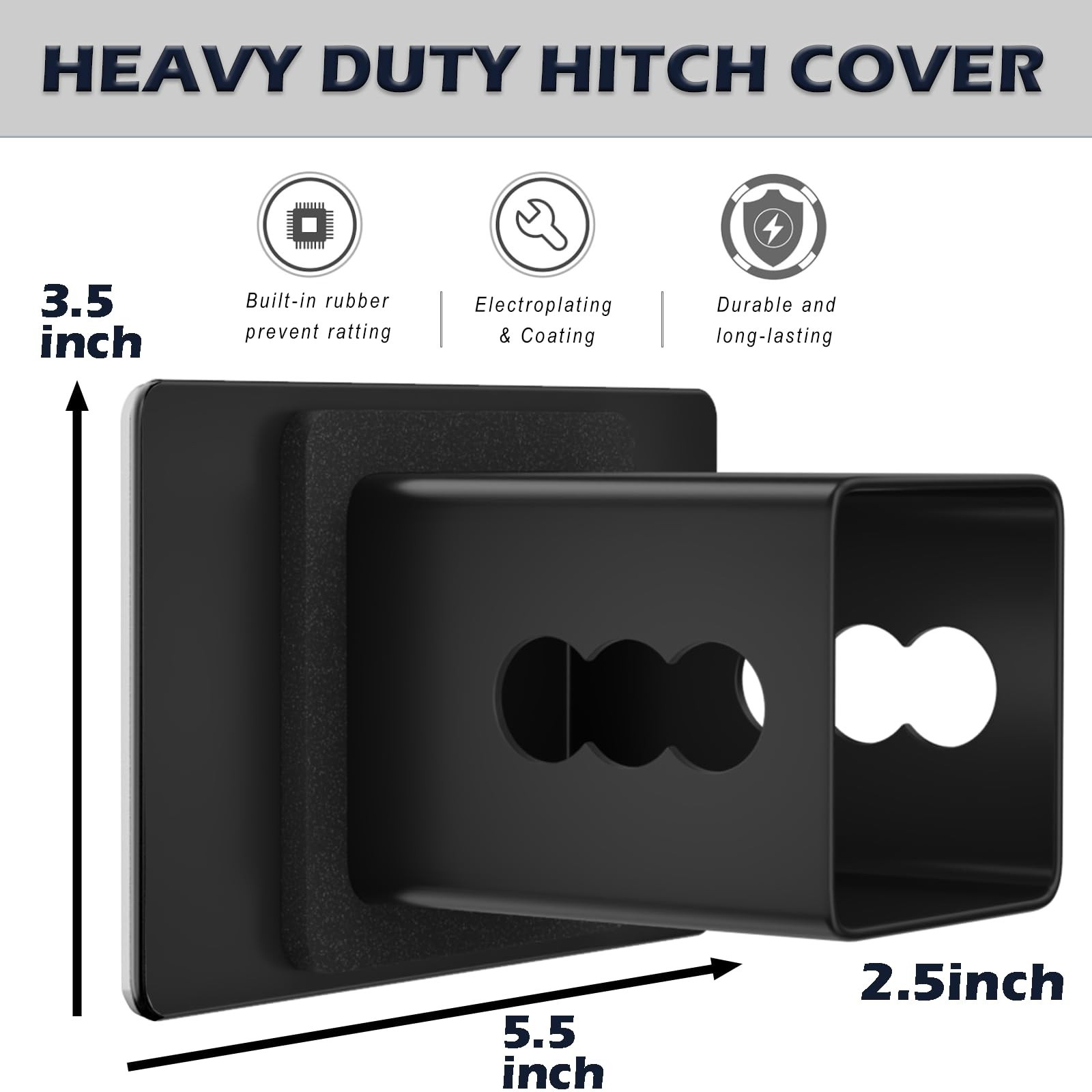 2.5 Inch American Flag Trailer Hitch Cover Plug with 5/8-Inch Pin Diameter Tr…
