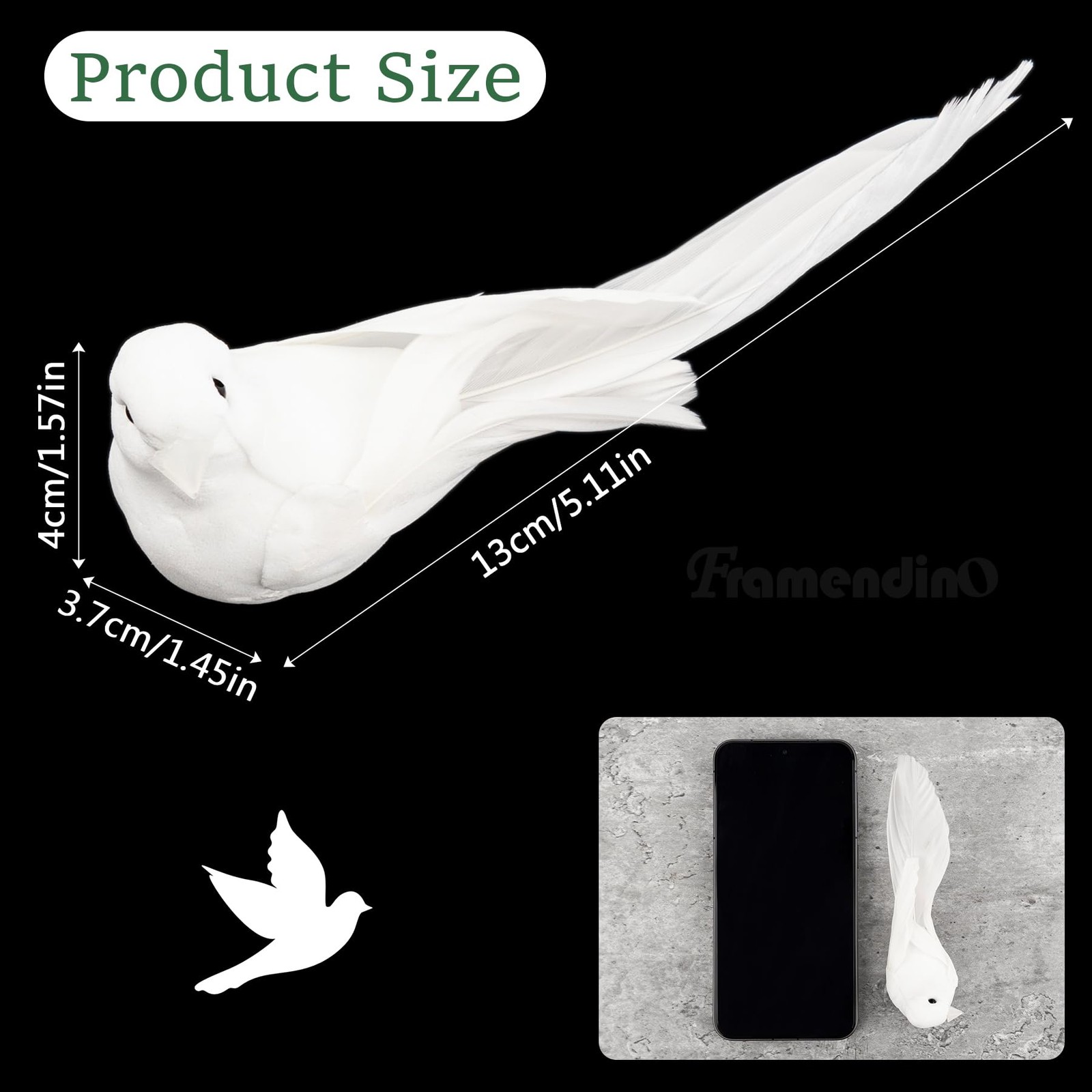 2 PCS Artificial Simulation Foam Feathered White Dove Bird Decor Ornament