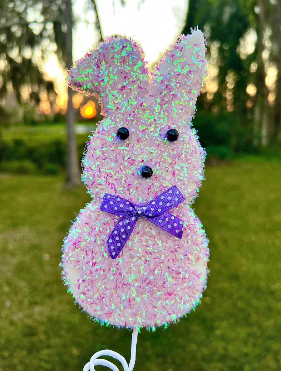 Sugared Bunny Peeps Spray Set of 3 Picks 27 Inch Easter Decor Spring Decor Craft