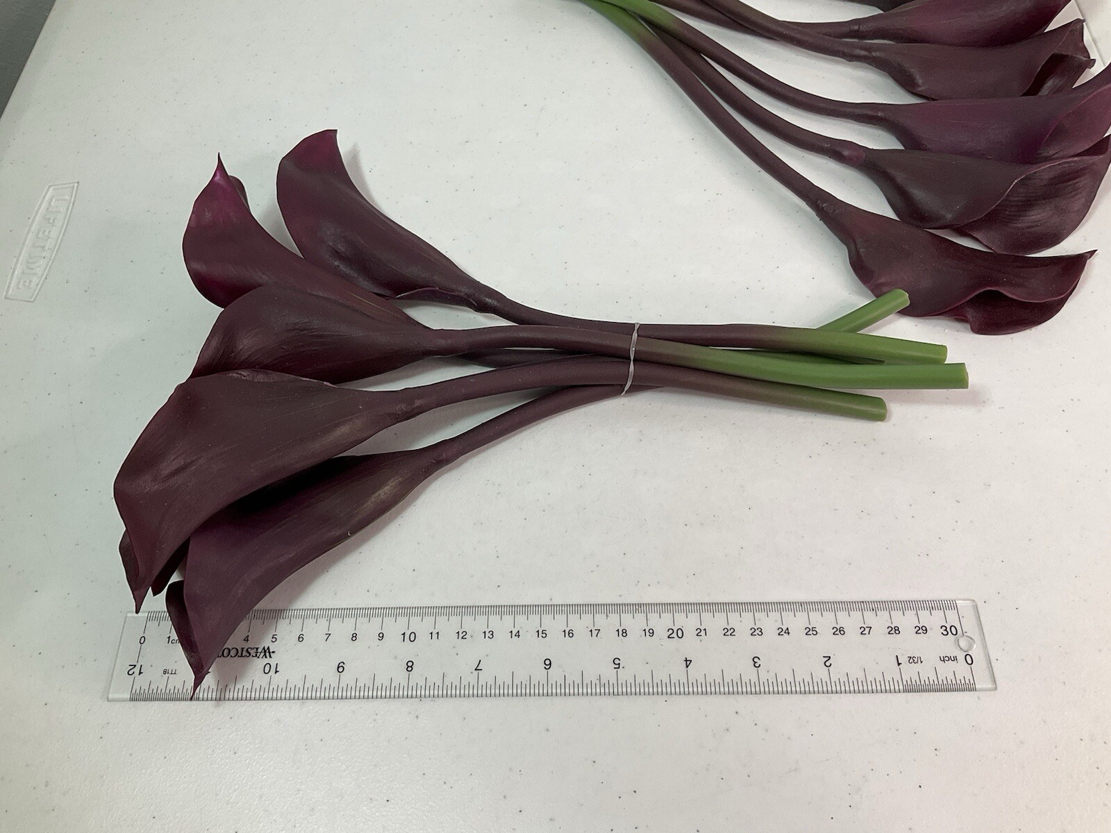 NDI Deep Plum Purple Calla Lily Faux Flower Stems. Lot: 12 Stems. ~12” Stems-NEW