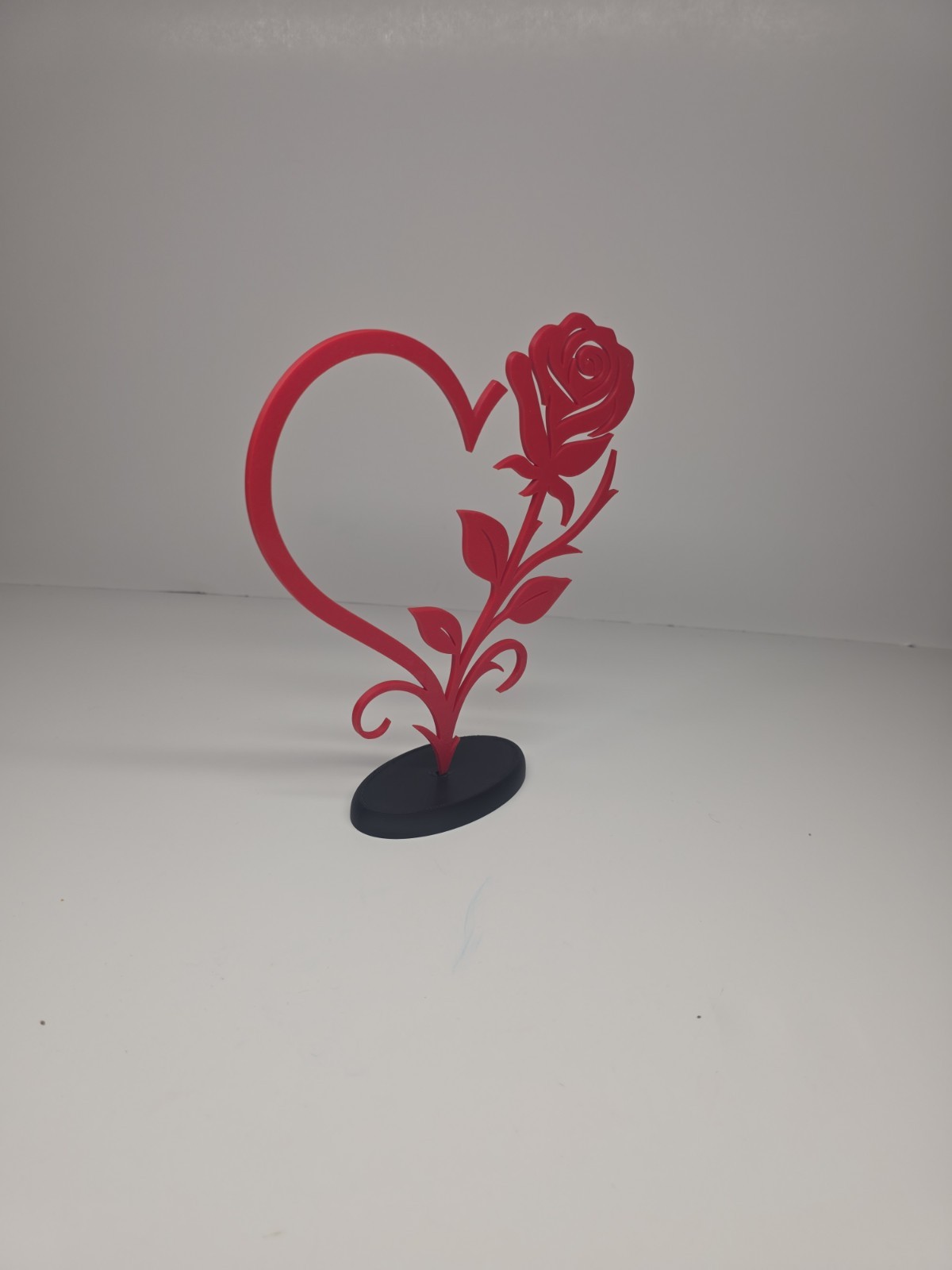 Rose Heart 3d Printed Decor With Stand Love Gift Home Decoration