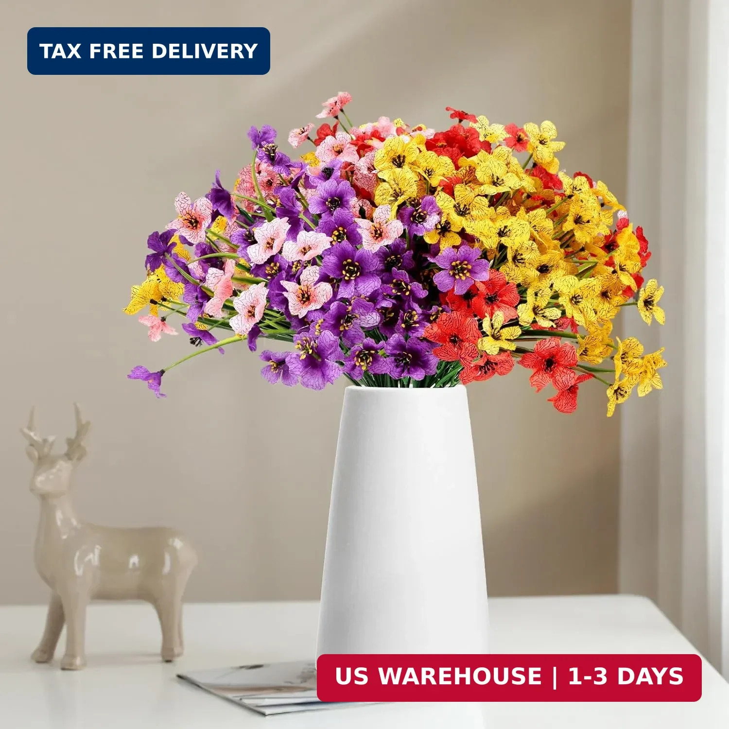 Geegoods 16 Bundles Artificial Mums Flowers for Outdoors, Mix 4 Colors | UV Resi