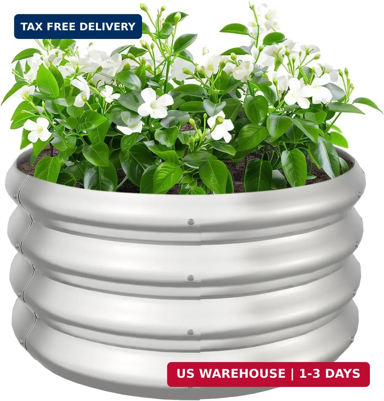 2x2x1ft Round Galvanized Raised Garden Bed Outdoor Metal Planter Box Raised Beds