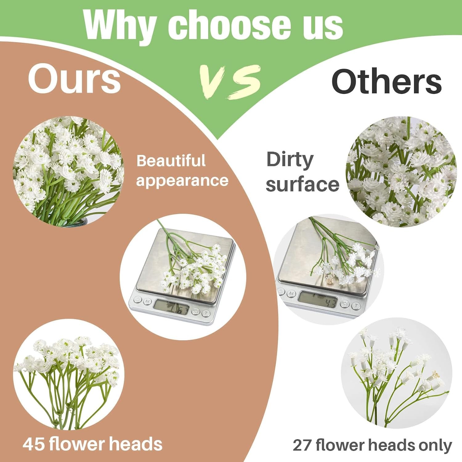 10 Baby Breath Artificial Flowers – 7.6″ Babies Breath Flowers Artificial Faux