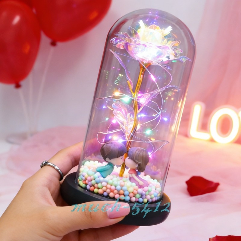 Eternal Forever Galaxy Rose Flower In Glass Dome LED Light Mother’s Day Gifts