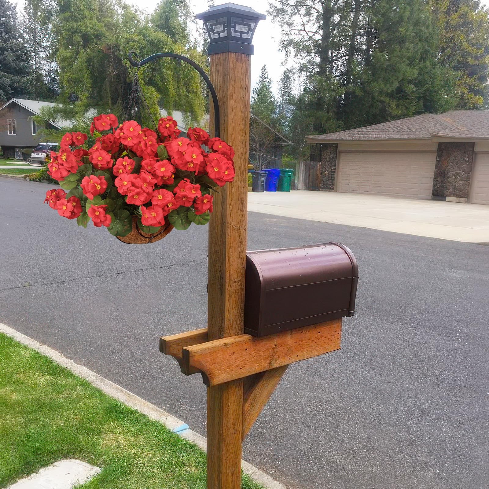 Artificial Flowers for Outdoors with Hanging Basket 12 Pcs Silk Red Geraniums…