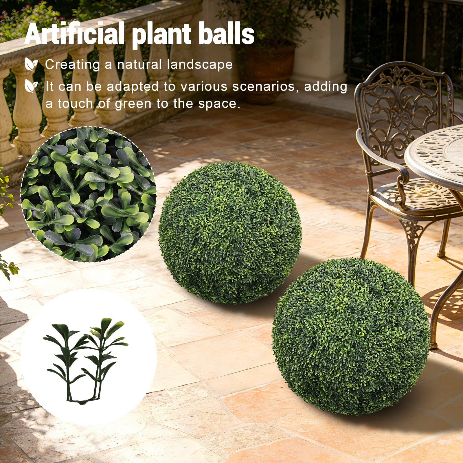 Artificial Boxwood Topiary Balls 22.4″ Outdoor Garden Decor, 2pc Set