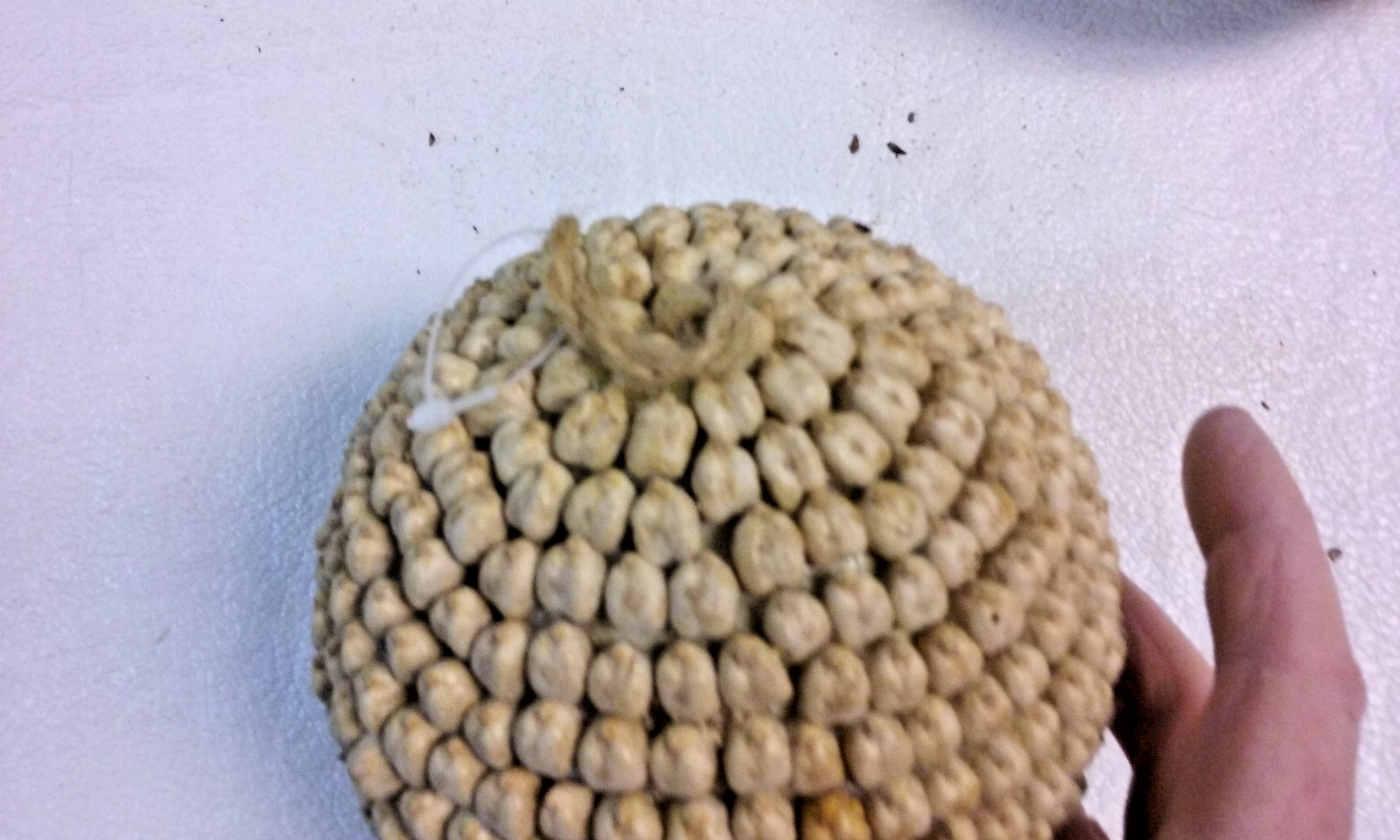 3 White Bean Seed Mosaic Decorative Ball Ornaments 5″ to 6″ wide