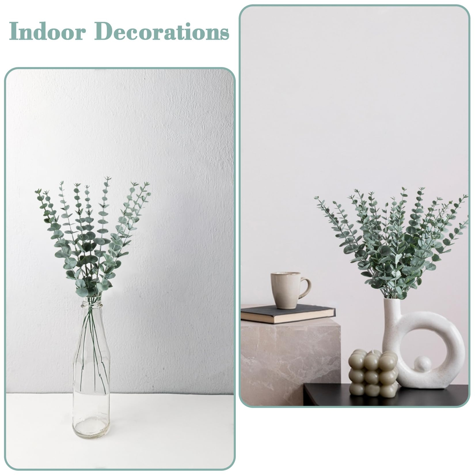 24pcs Artificial Eucalyptus Stems – Faux Eucalyptus Branches Decor Fake Eucalypt