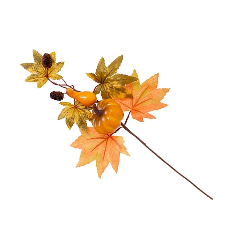 2pcs Thanksgiving Harvest Display Craft Supplies Artificial Maple Leaves Branch