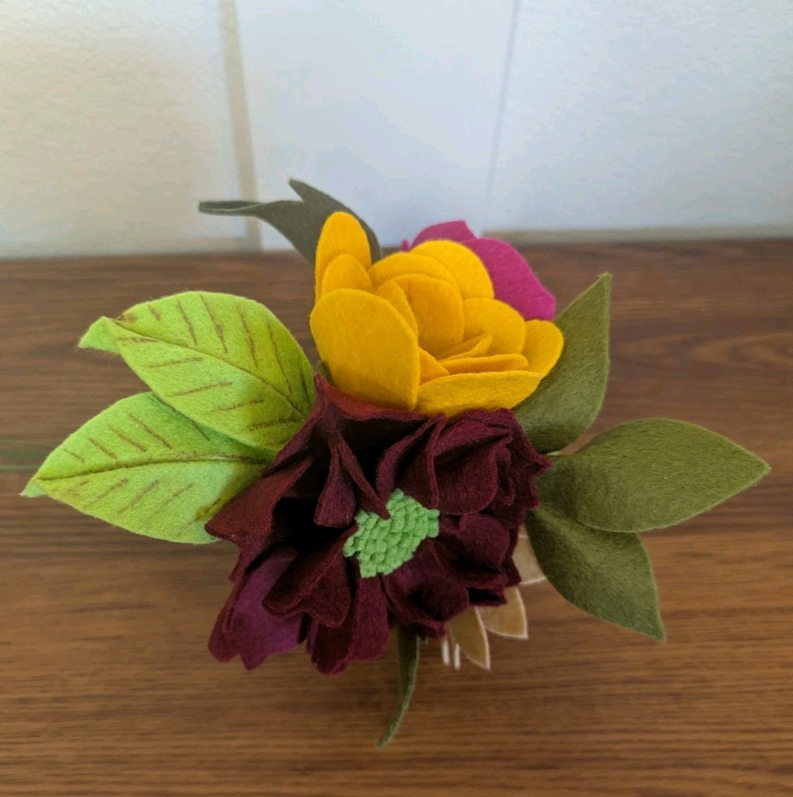 Beautiful Hand Cut Wool Blend Felt Flower Bouquet Gift Wrapped/Great Gift Idea!