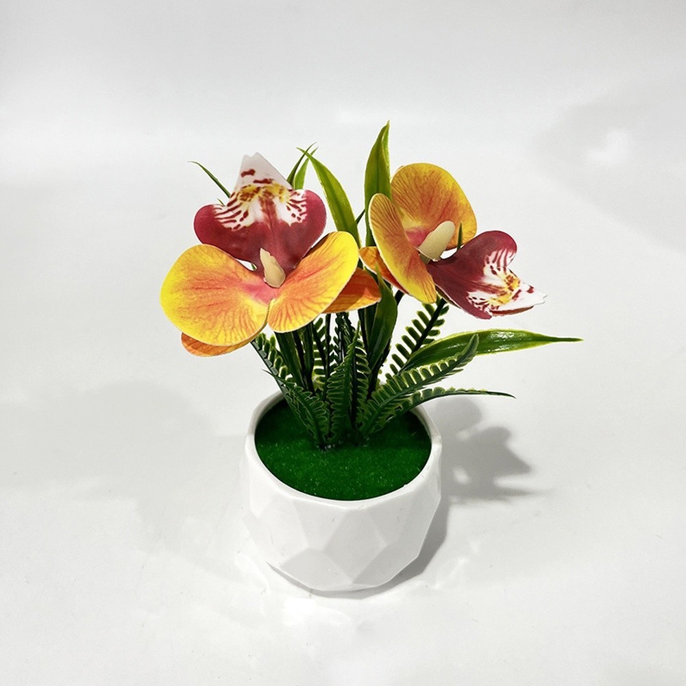 Miniature Orchid Fake Plant with Natural Look for Living Room Bedroom Decor