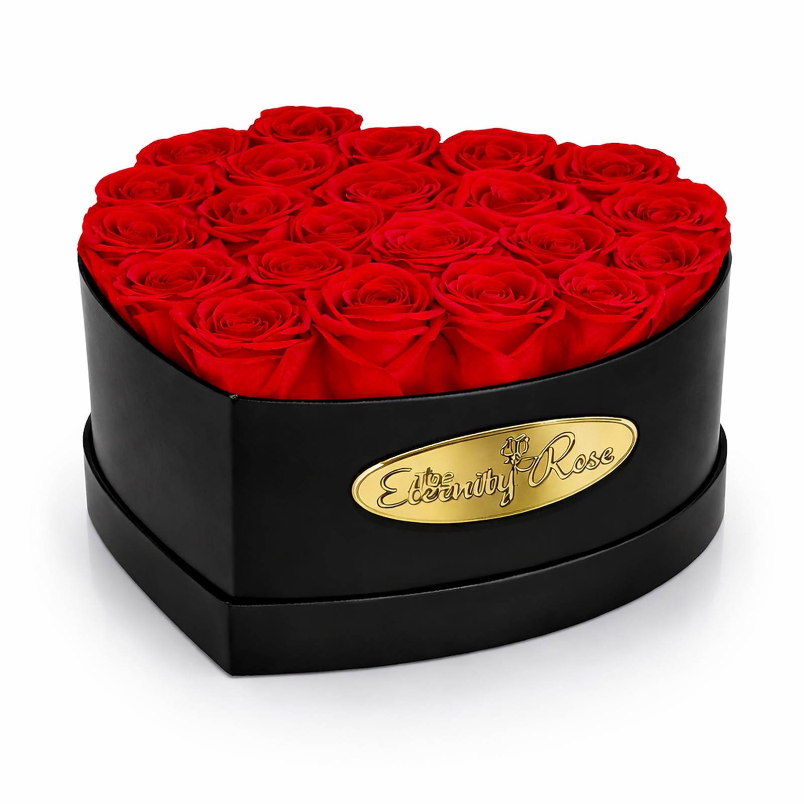20-Piece Preserved Roses in a Luxury Gift Box – Real Roses in Black Heart Box…