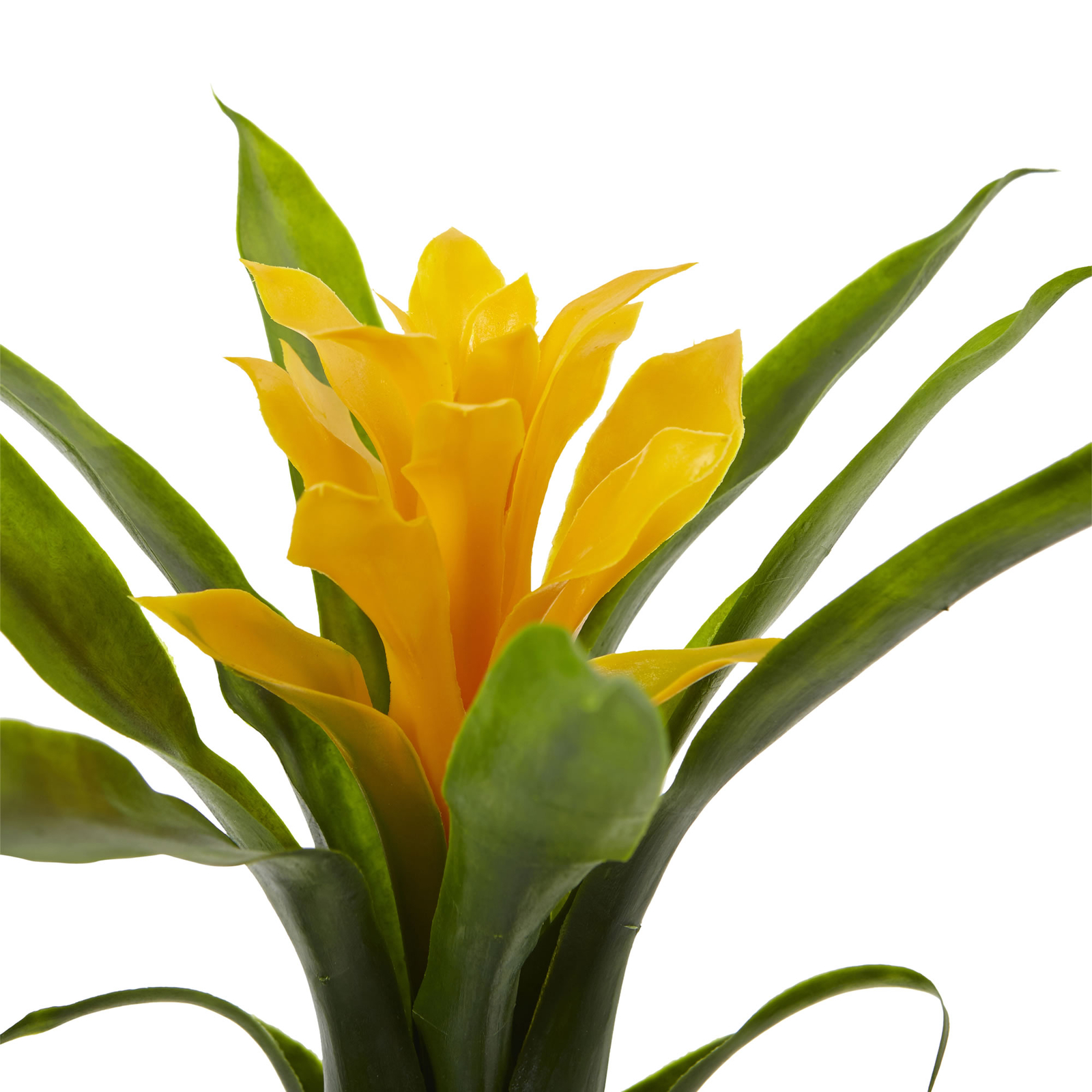 10” Bromeliad Artificial Flower Yellow Lush Green Leaves Nearly Natural Set Of 6