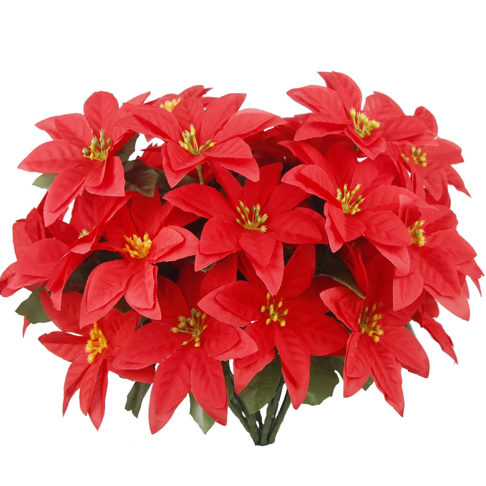 8 PCS CHRISTMAS FLOWERS POINSETTIA ARTIFICIAL CHRISTMAS FLOWERS 7 HEADS SILK POI