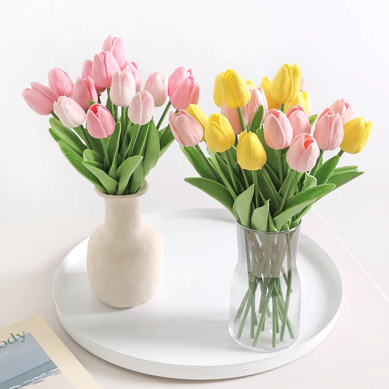 New 5/10Pieces Of Artificial Plant Tulip Soft Pole Room Dining Table Decoration