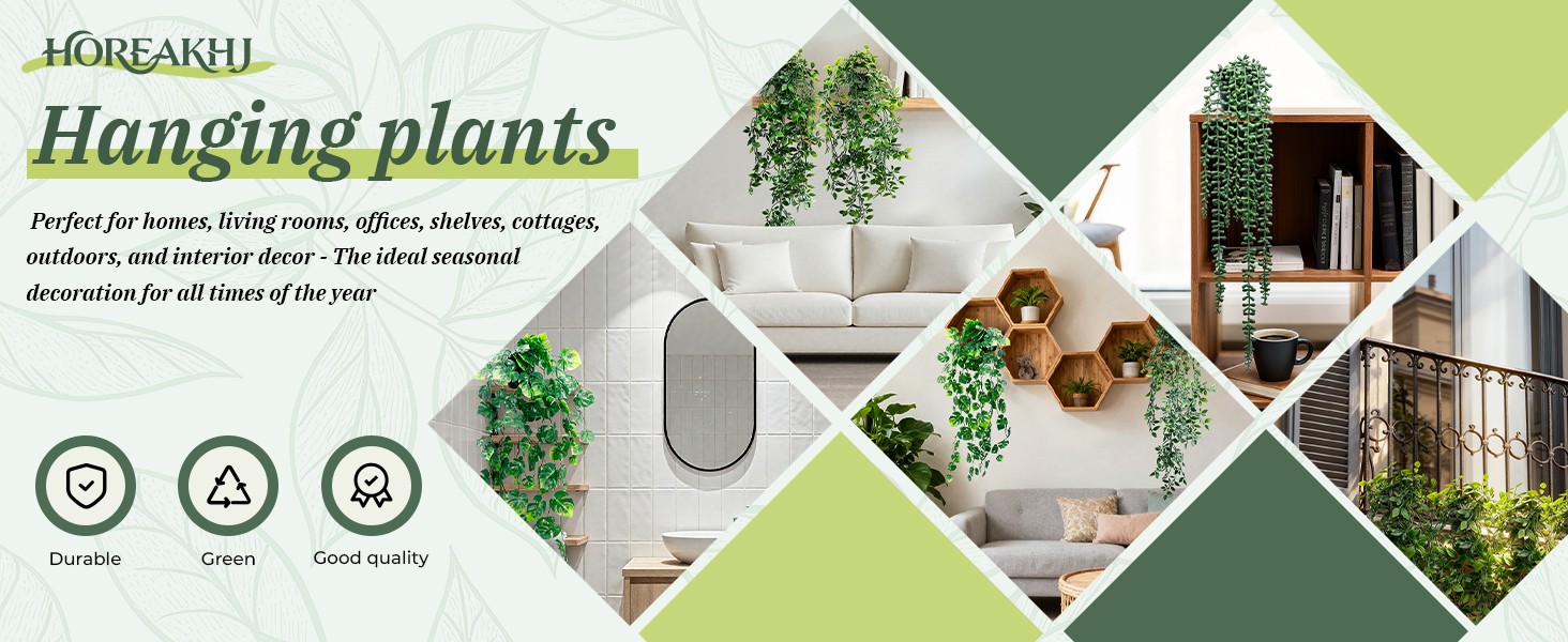 Artificial Hanging Plants for Shelf, Fake Potted Greenery 1-Pack Faux Mandala