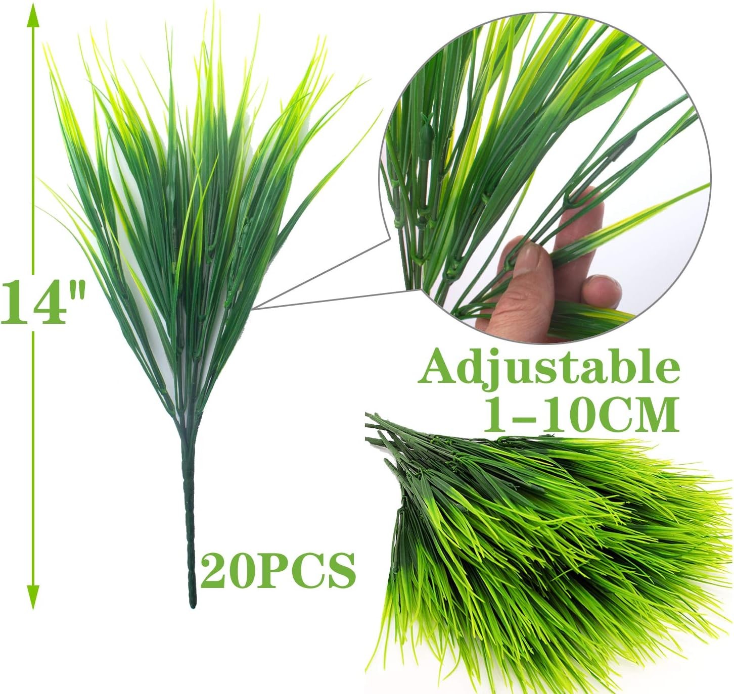 20 Bundles Artificial Outdoor Plants, Fake Wheat Grass Greenery Shrubs UV Resist