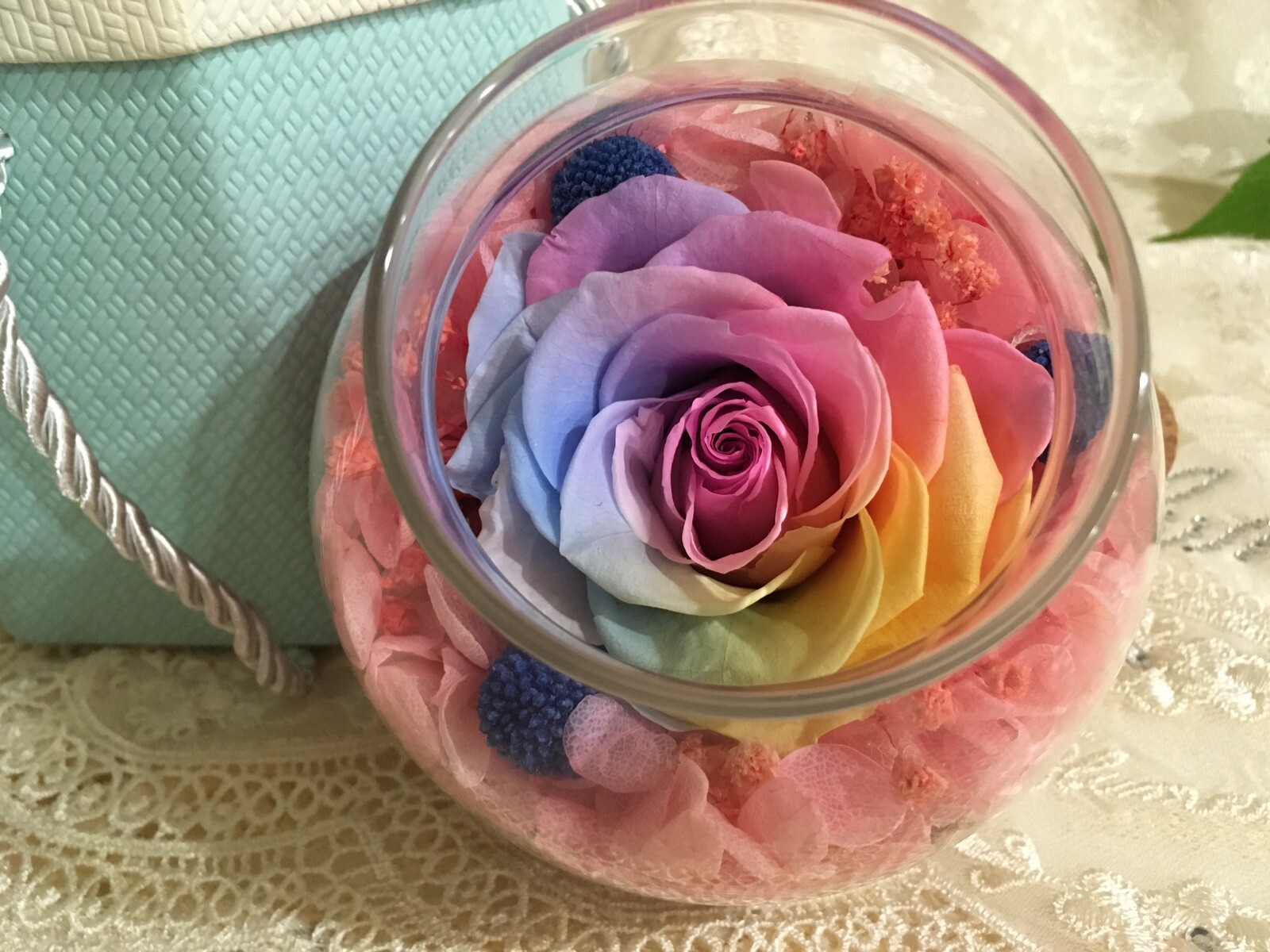 Sanran Forever Eternal Real Preserved Rose With Led Mood Light Valentine Gift
