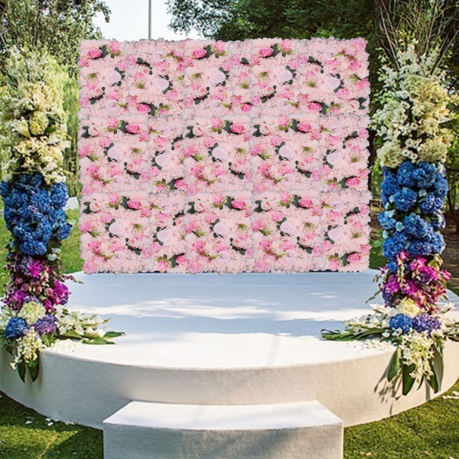 Artificial Flower Wall Panel Floral Backdrop Wedding Party Home Decor Pink 12x