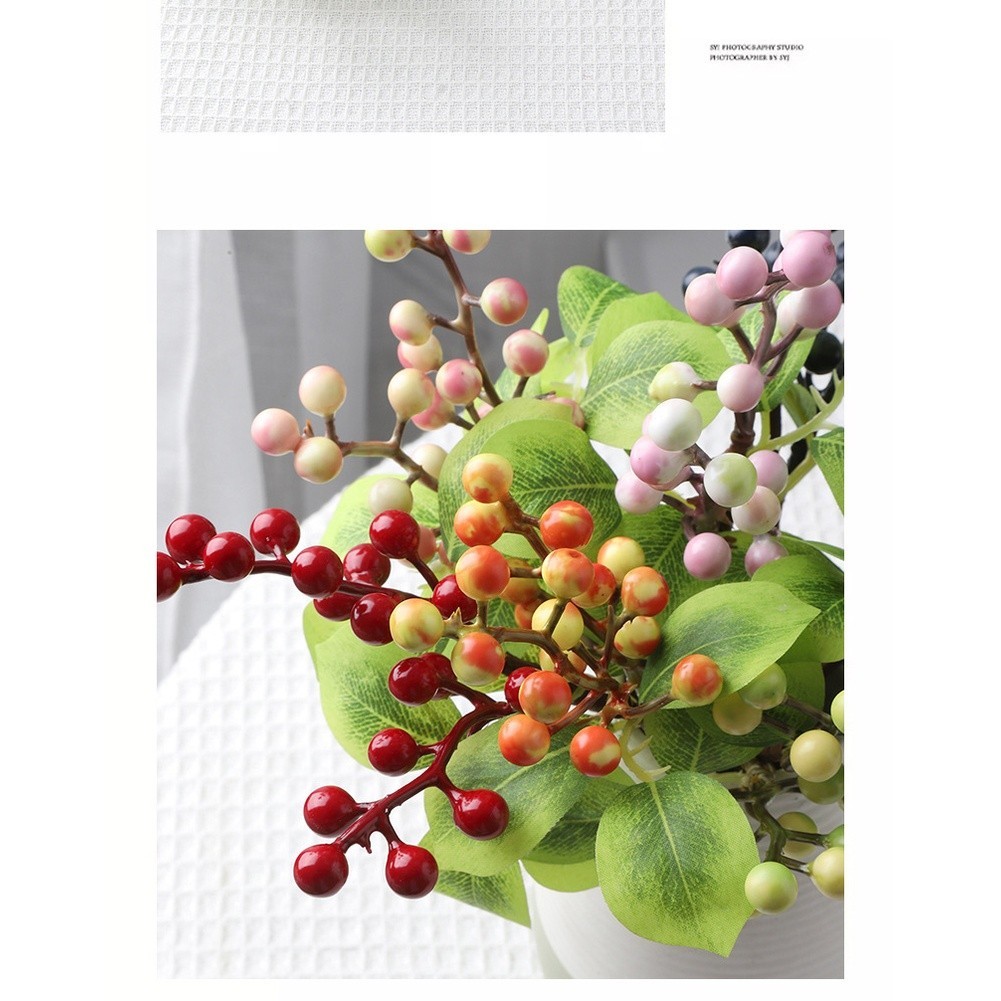 Artificial Olive with Green Pink White Red Orange Black Berries