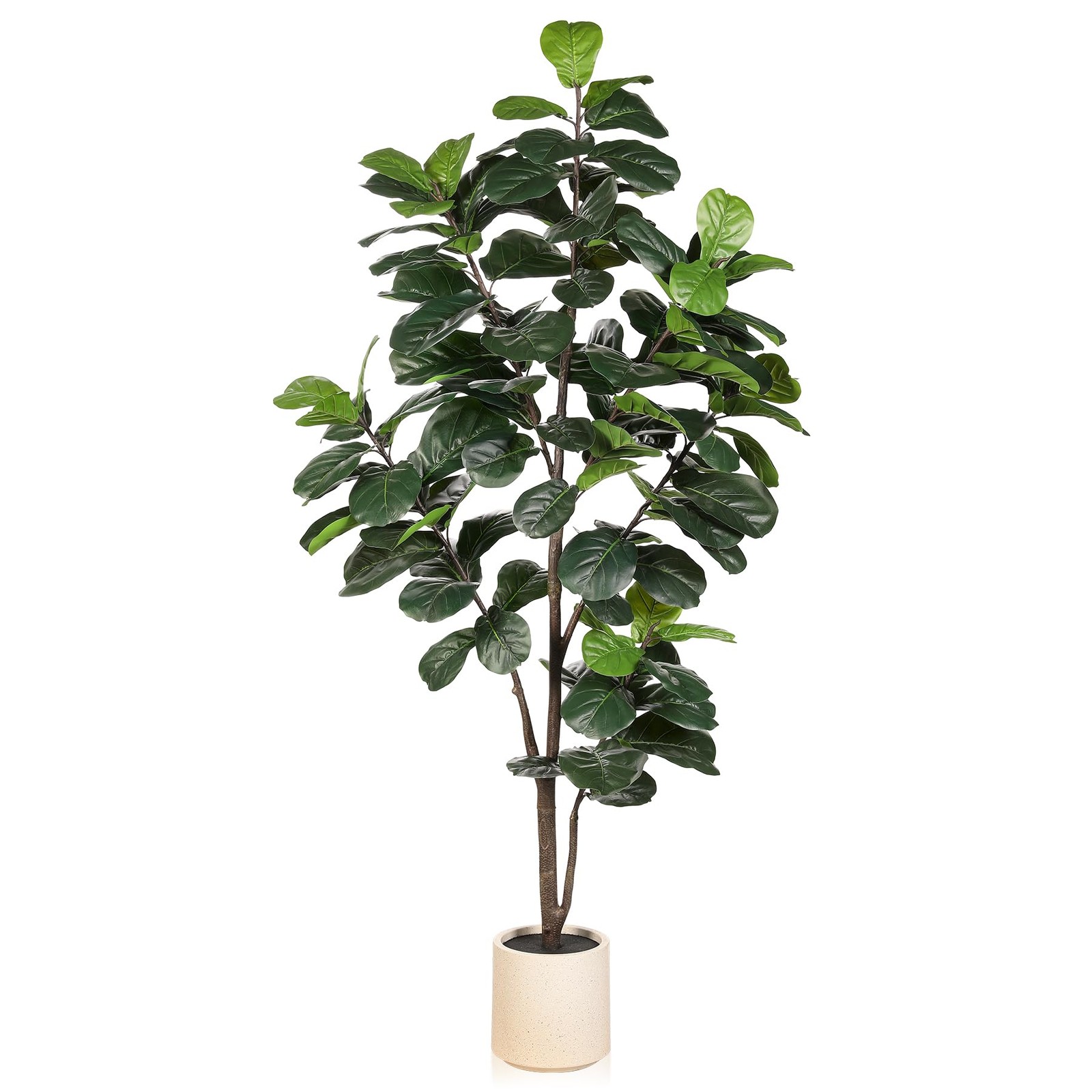 Fiddle Leaf Fig Tree Artificial – 6ft Faux Fiddle Leaf Fig Tree with White Pl…