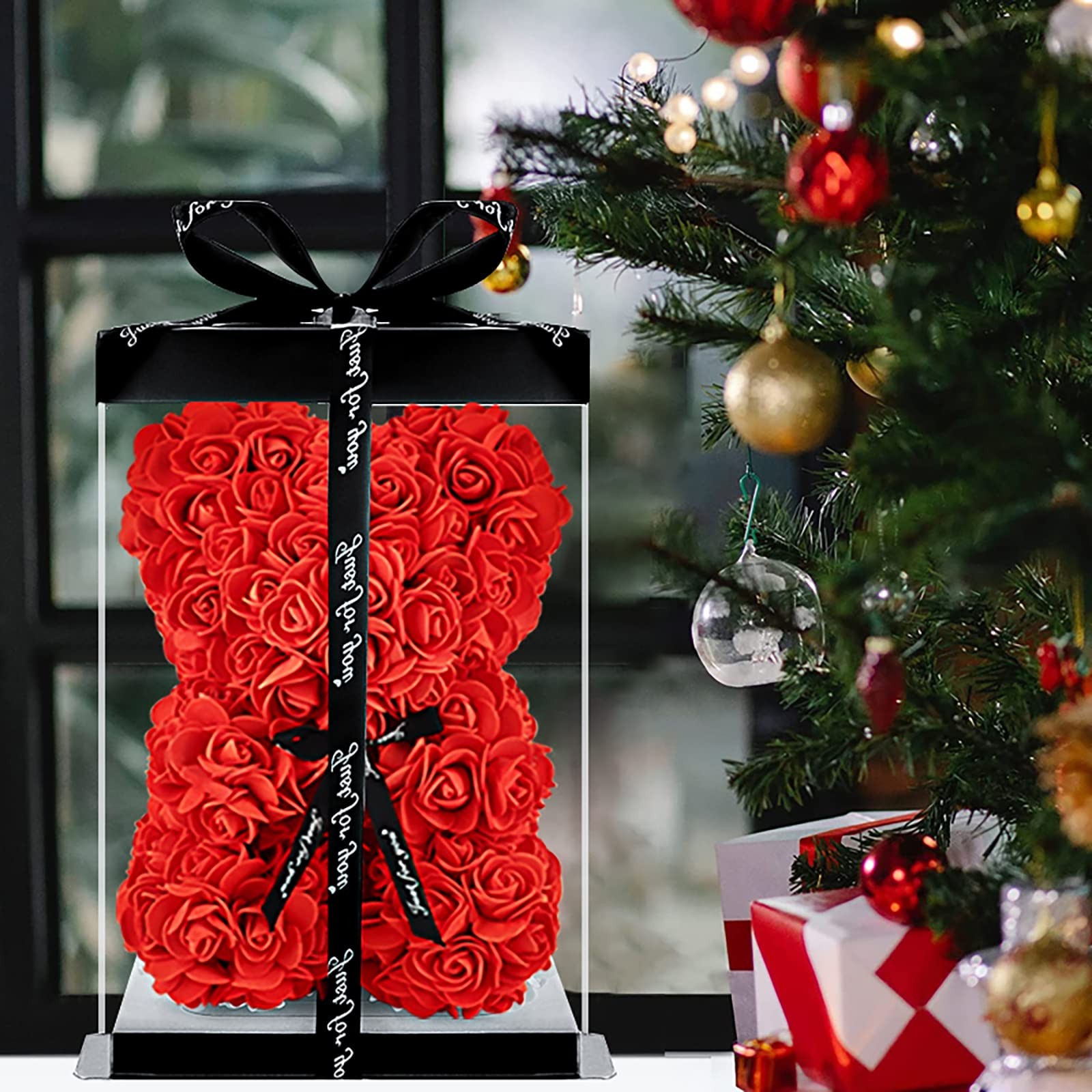 ODABAN Rose Bear-Rose Teddy Bear Girlfriend Gifts for Valentine’s Day Rose Bear
