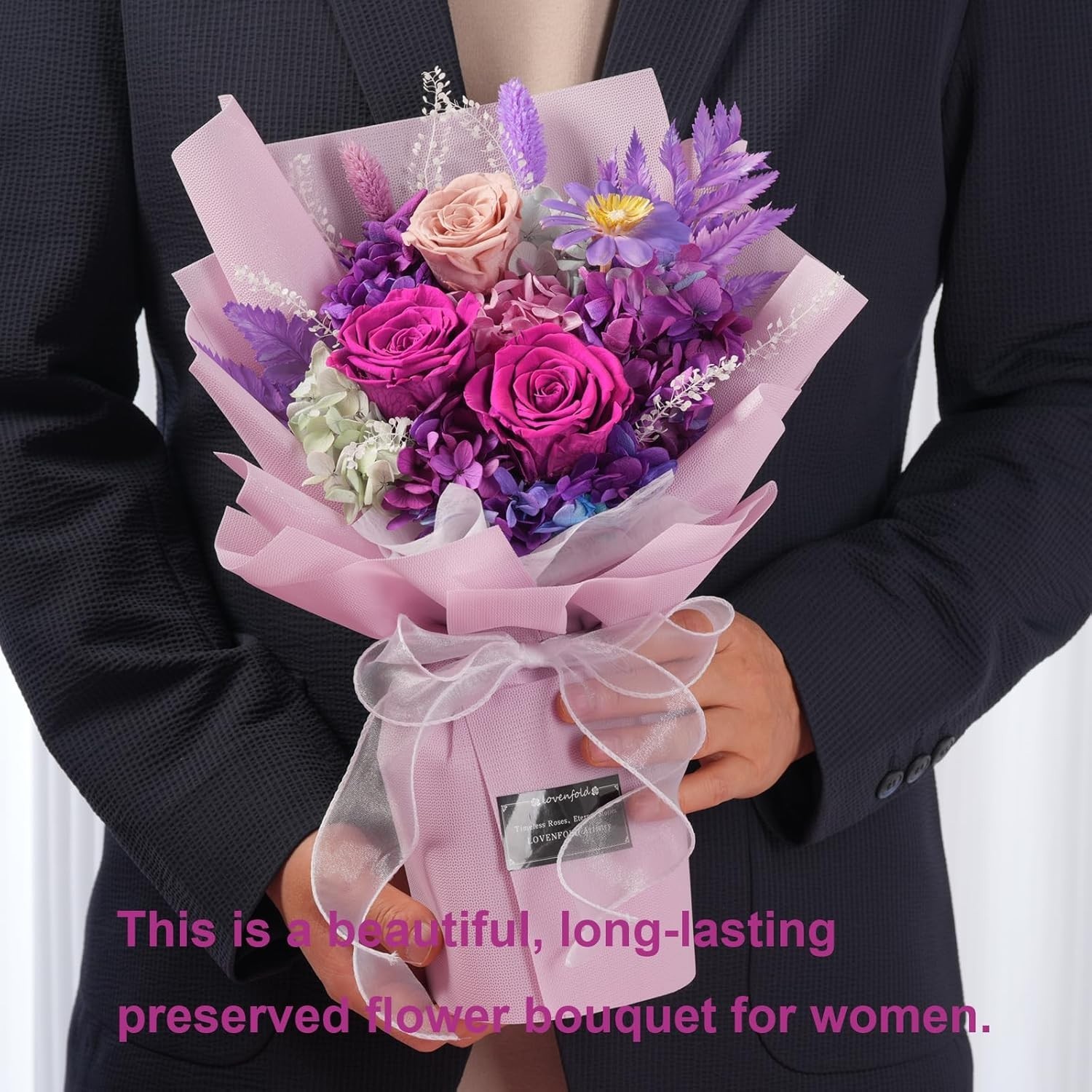 Preserved Flowers for Delivery, Purple Rose Bouquets That Last 1-3 , Birthday…