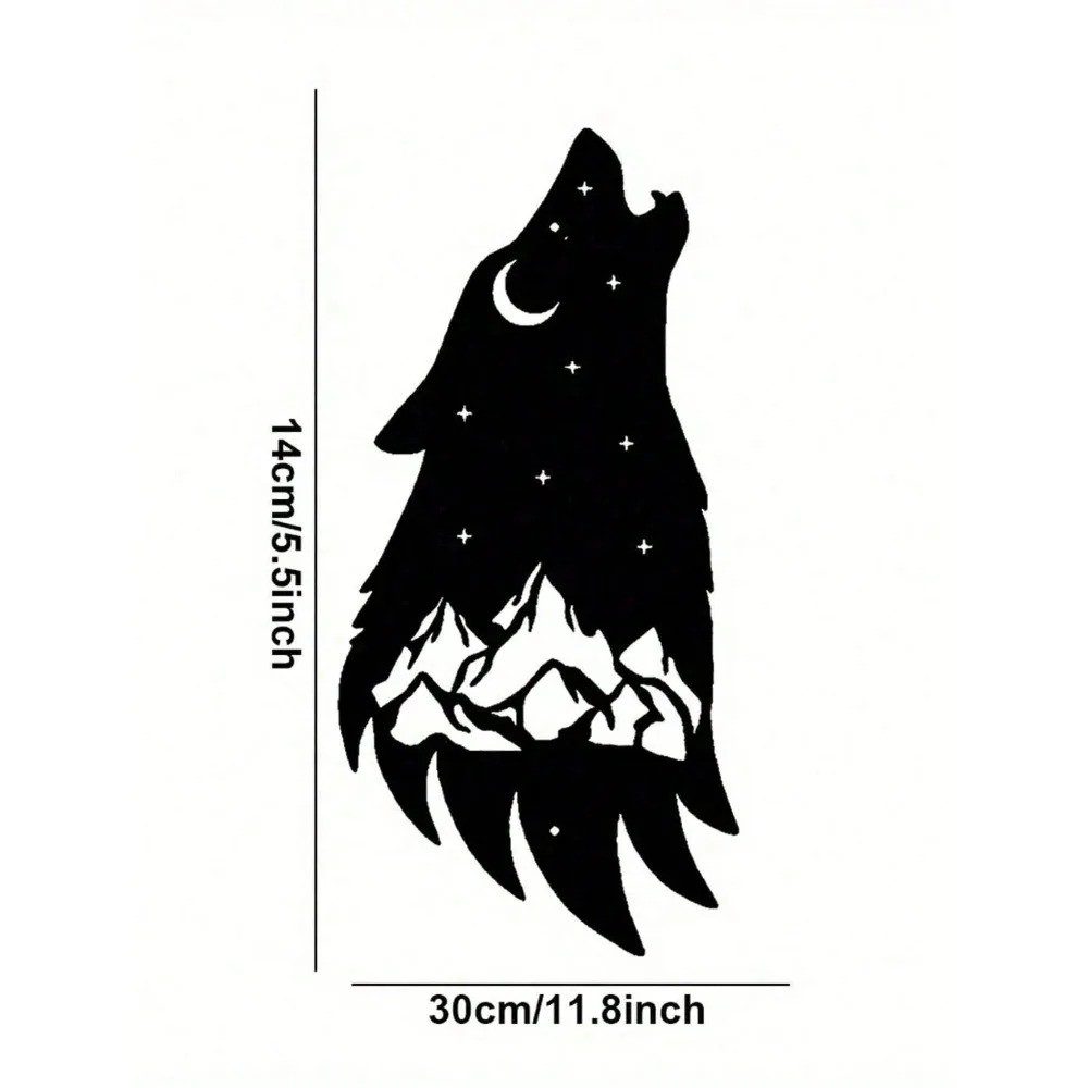 Gothic Howling Wolf Black Metal Wall Art Dark Academia Room Halloween Decor