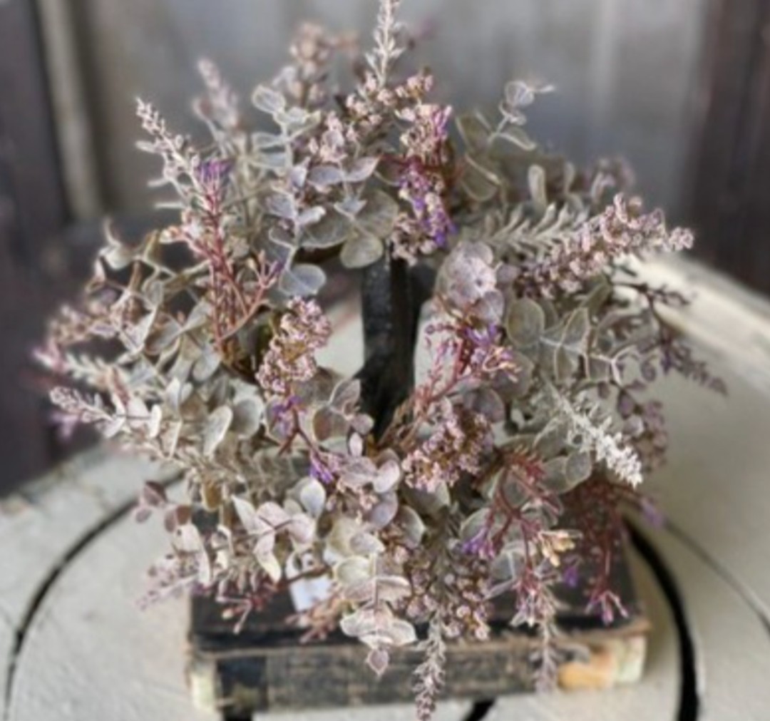 3-1/2″ Artificial Purple Eucalyptus Candle Ring Wreath Decor