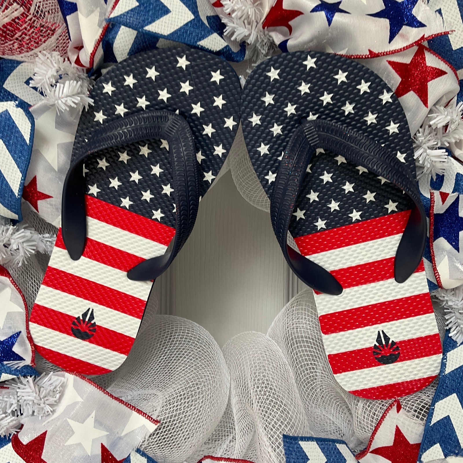 Patriotic Flip Flop Beach Handmade Deco Mesh Wreath