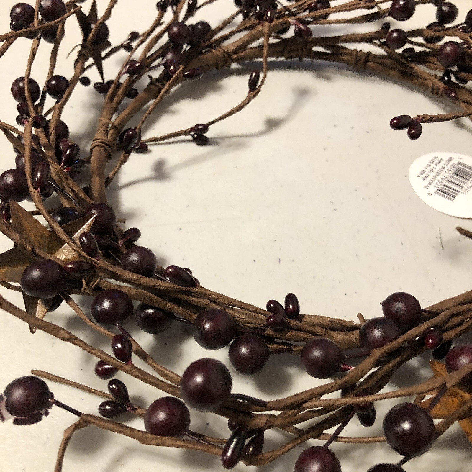 5 Pip Berry And Star Vine Candle rings 6.5” opening Dark Wine